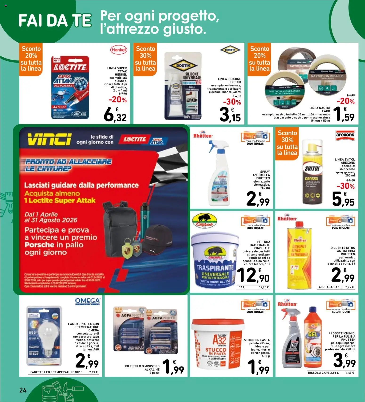 Volantino Spazio Conad del 28/07/2026 | Pagina: 24 | Prodotti: Pasta, Pittura, Pennello, Silicone