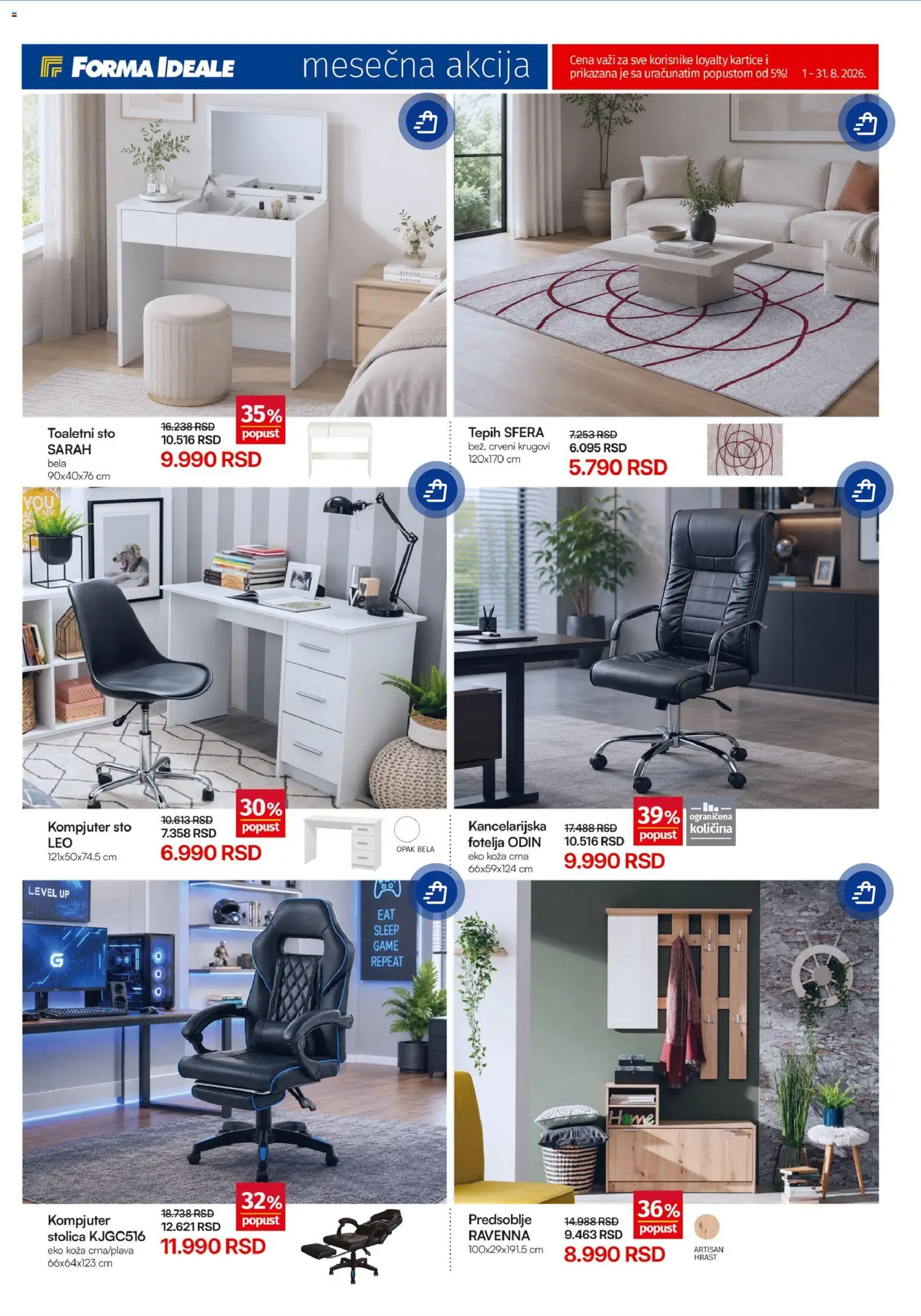 Forma Ideale katalog - važi od 01.08.2026 | Strana: 7 | Proizvode: Fotelja, Sto, Stolica, Tepih