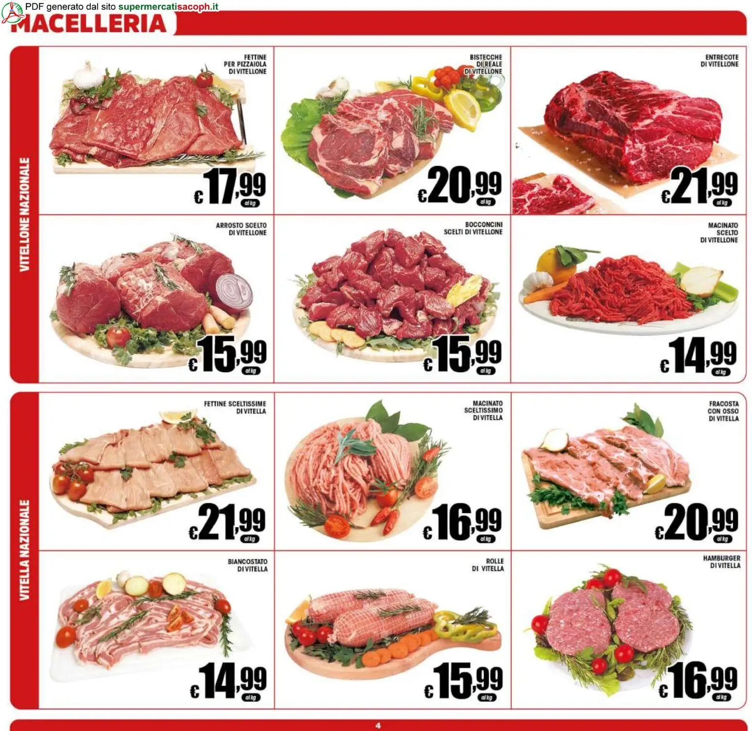 Volantino Sacoph del 20.05.2026 | Pagina: 4 | Prodotti: Arrosto, Hamburger, Macinato