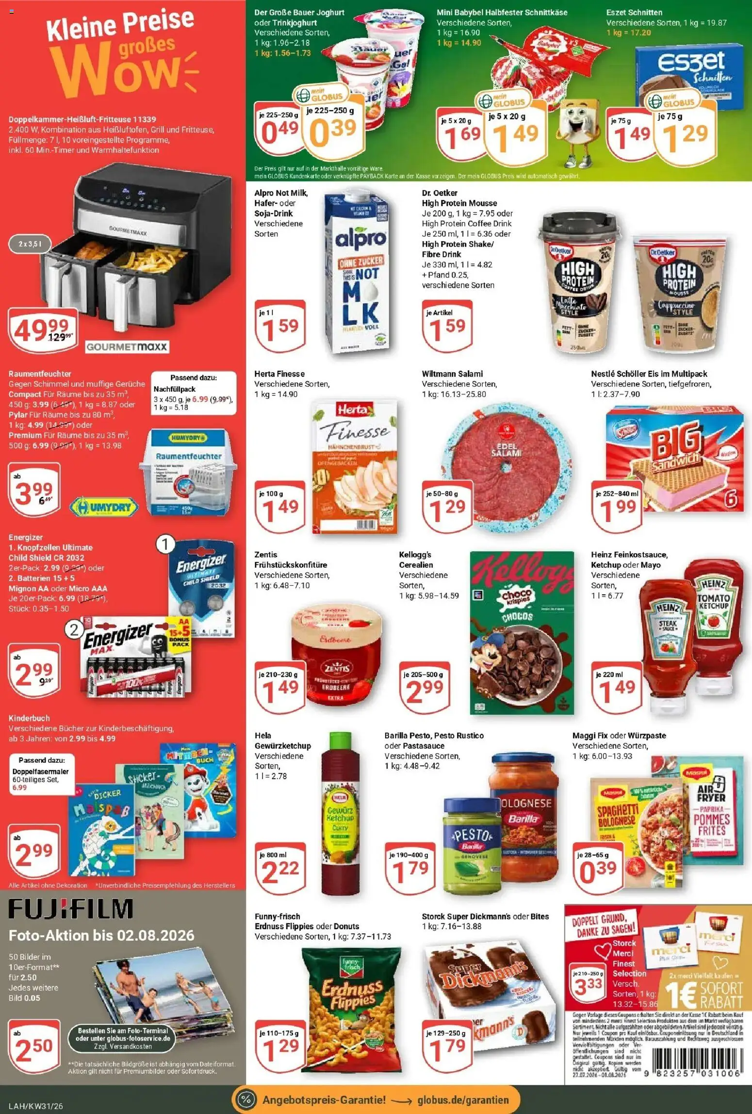 Globus Prospekt Lahnstein – gültig ab 27.07.2026 | Seite: 2 | Produkte: Barilla, Bauer joghurt, Donuts, Salami