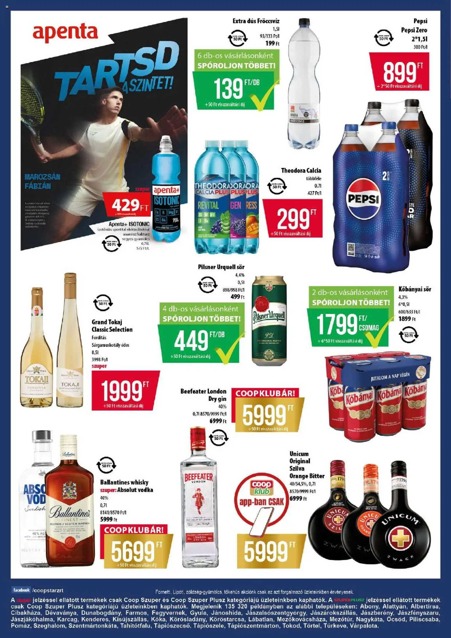 COOP akciós ujság - amely érvényes a következő dátumtól: 2026.07.09. | Oldal: 4 | Termékek: Kisela pavlaka, Pepsi, Absolut vodka, Vodka