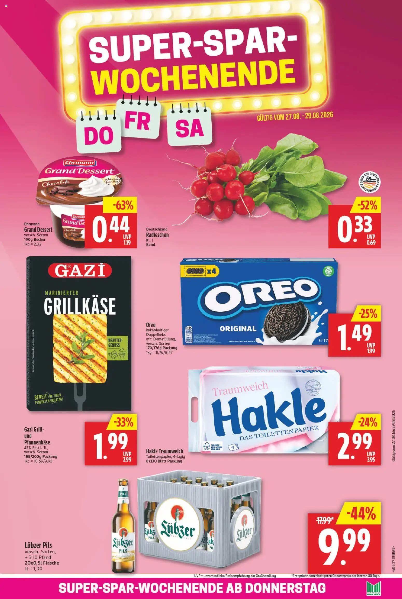 Marktkauf Prospekt – gültig ab 24.08.2026 | Seite: 29 | Produkte: Ehrmann grand dessert, Pils, Lubzer, Toilettenpapier