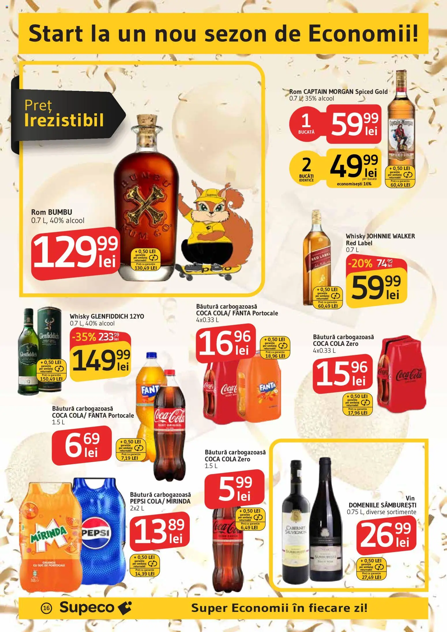 Noul catalog Supeco – valabil de la 03.09.2026 | Pagină: 16 | Produse: Zero, Fanta, Cola, Sauvignon