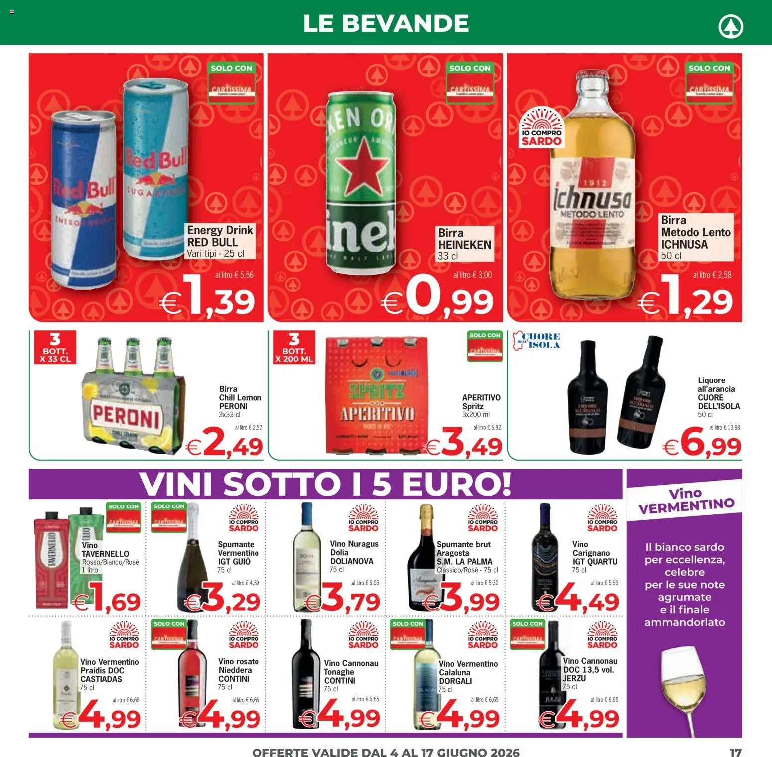 Volantino Eurospar del 04.06.2026 | Pagina: 17 | Prodotti: Birra, Vino, Spumante, Red Bull
