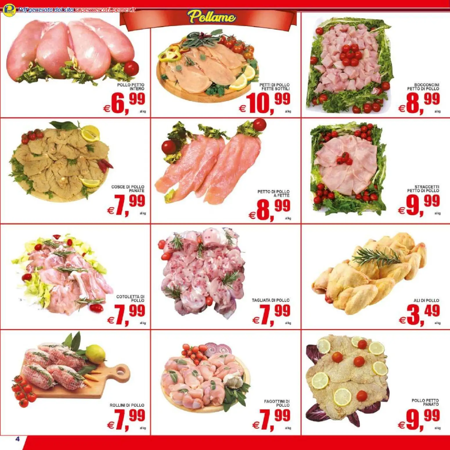 Volantino Pewex del 08.05.2026 | Pagina: 4 | Prodotti: Petto di Pollo, Pollo