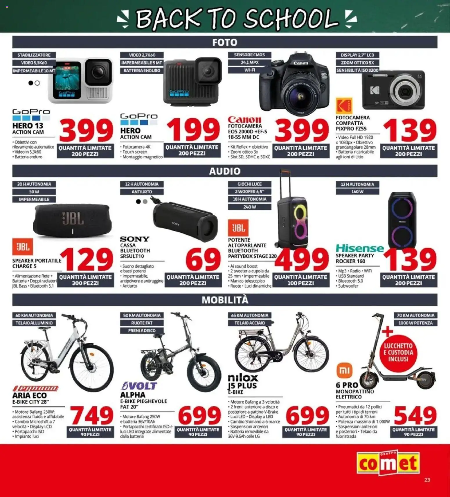 Nuovo Comet volantino Back to school dal 20/08/2026 > offerte anteprima 🛍️ | Pagina: 23 | Prodotti: Altoparlante Bluetooth, Video, Fotocamera, USB