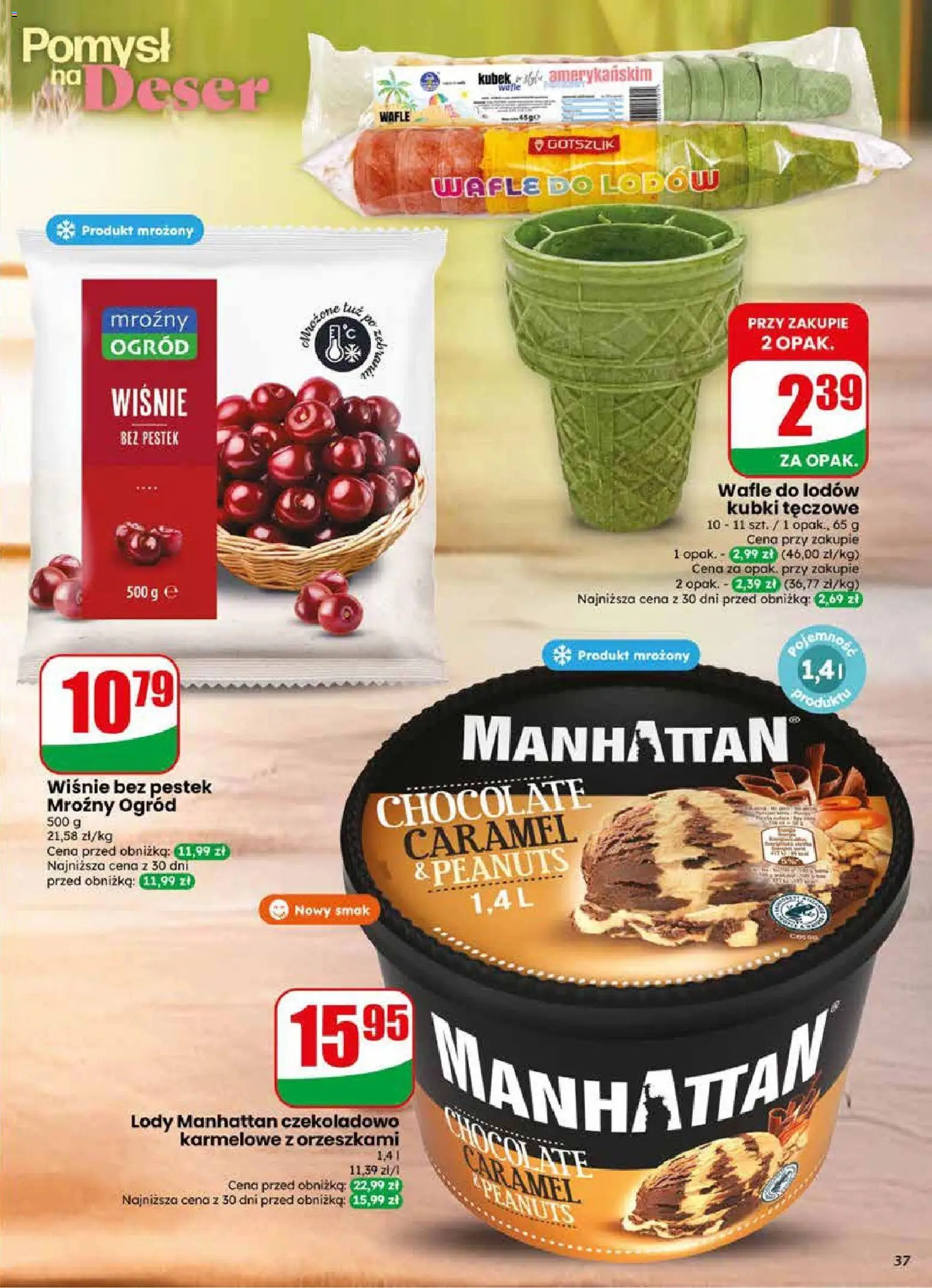 Dino gazetka od 10.06.2026 | Strona: 37 | Produkty: Wafle, Wiśnie, Lody manhattan, Lody