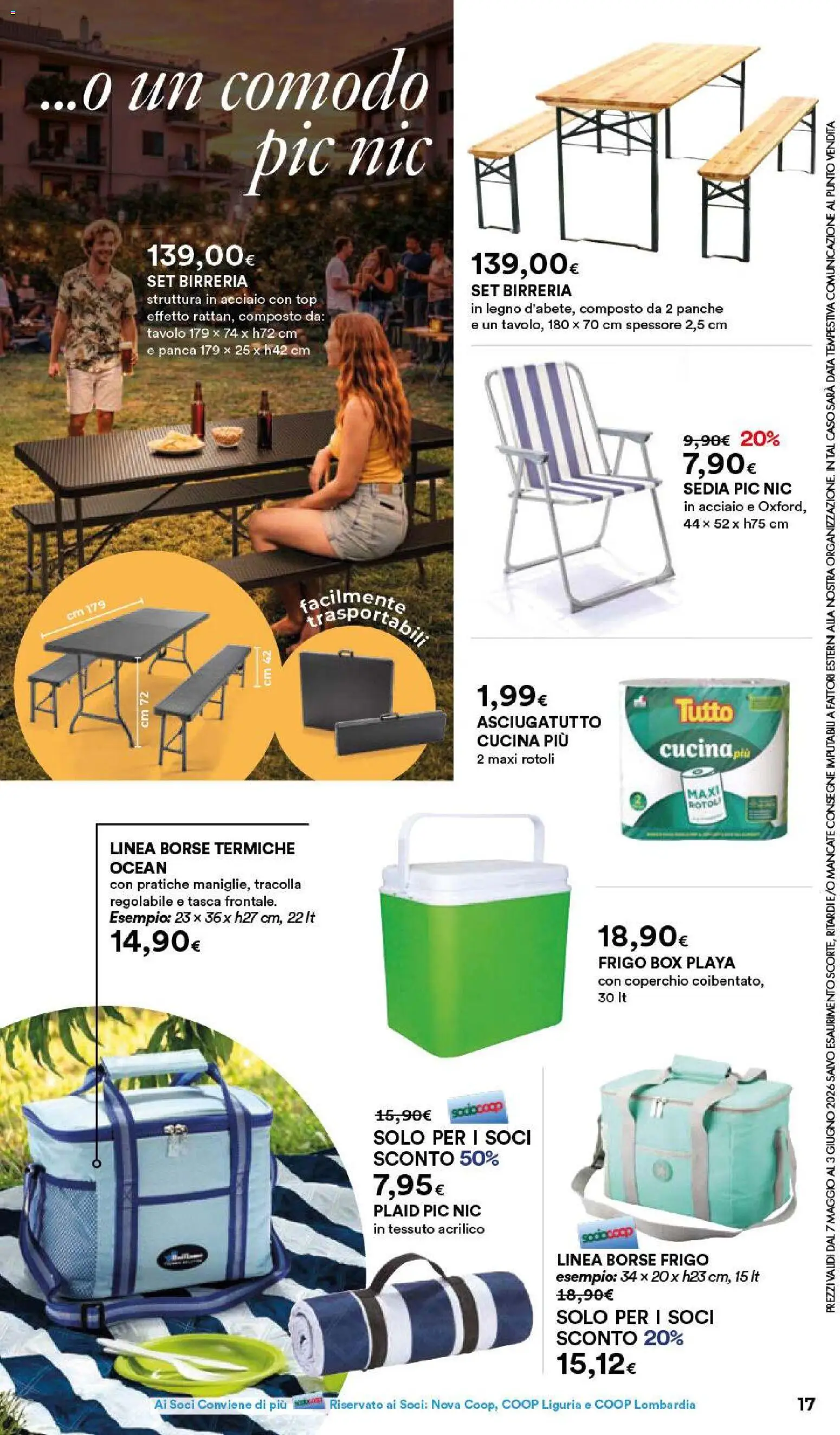 Volantino Ipercoop del 07.05.2026 | Pagina: 17 | Prodotti: Plaid, Panca, Top, Set birreria