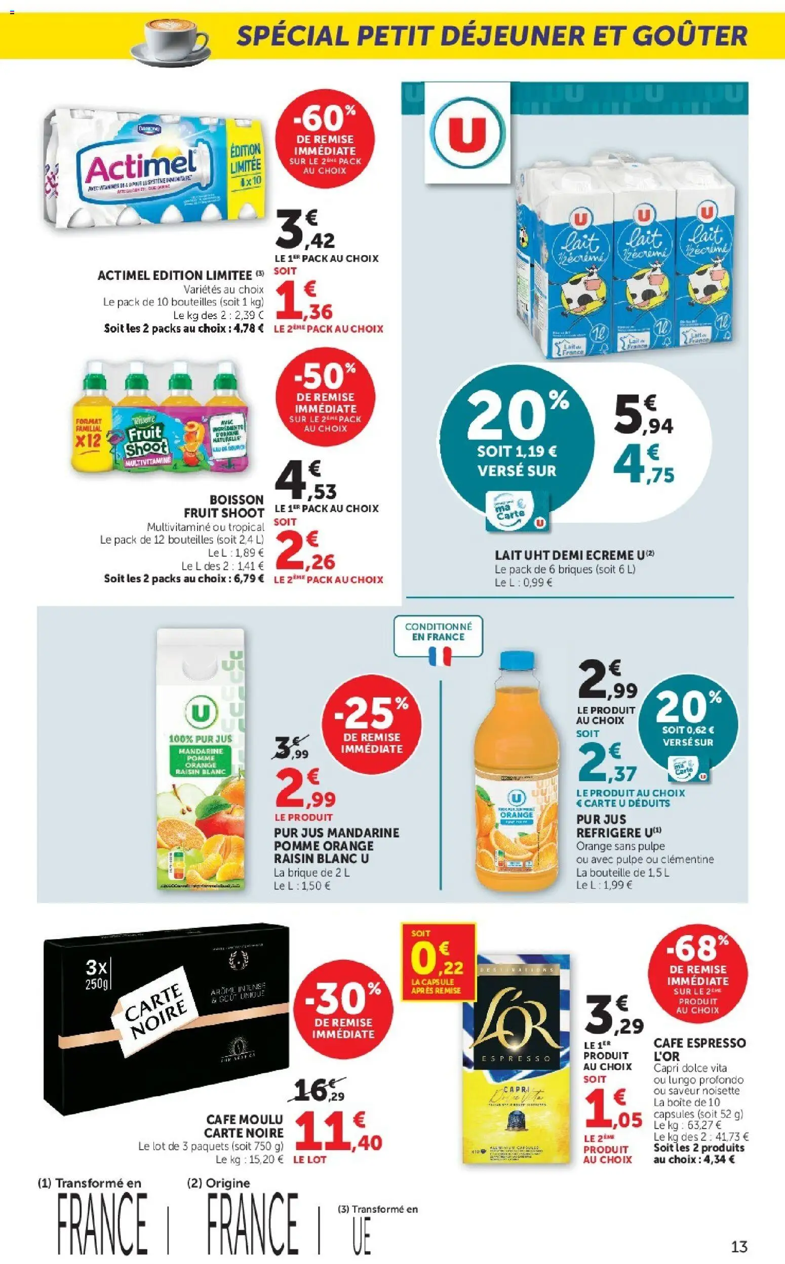 {H1} | Page: 13 | Produits: Orange, Actimel, Briques, Lait
