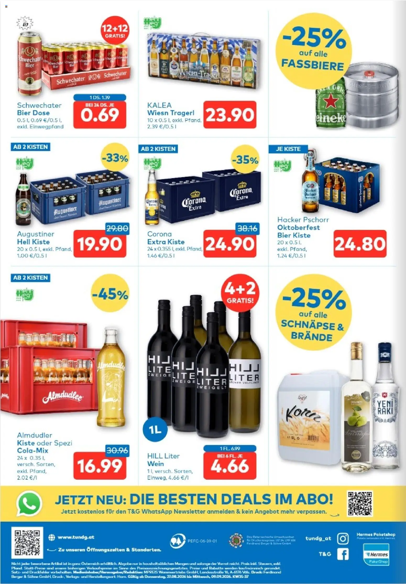 T&G Kärnten gültig ab 27.08.2026 | Seite: 8 | Produkte: Corona Extra, Wein, Bier