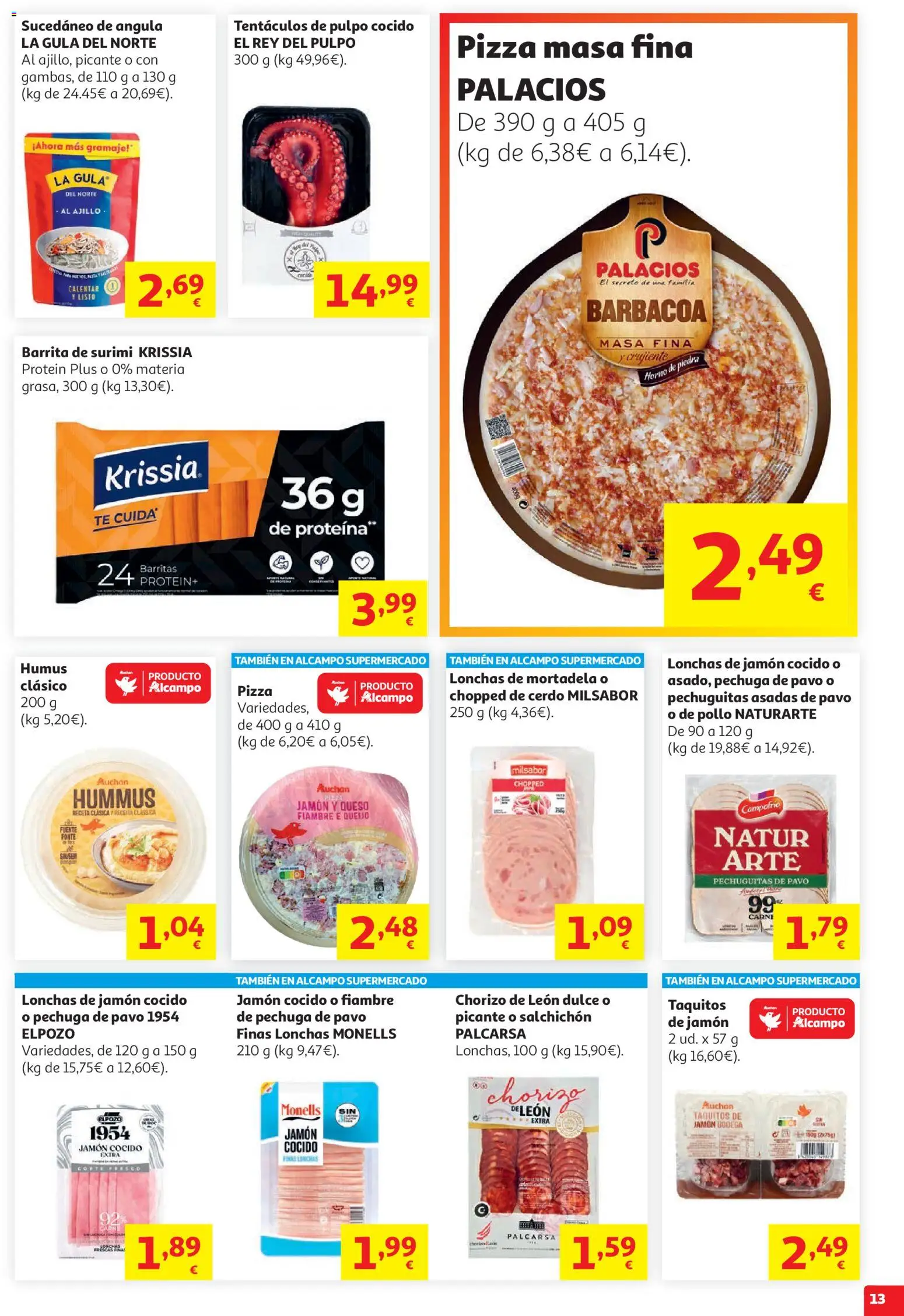Alcampo HG Unico Mad │ válido desde el 19.05.2026 | Página: 13 | Productos: Queso, Pizza, Té, Mortadela