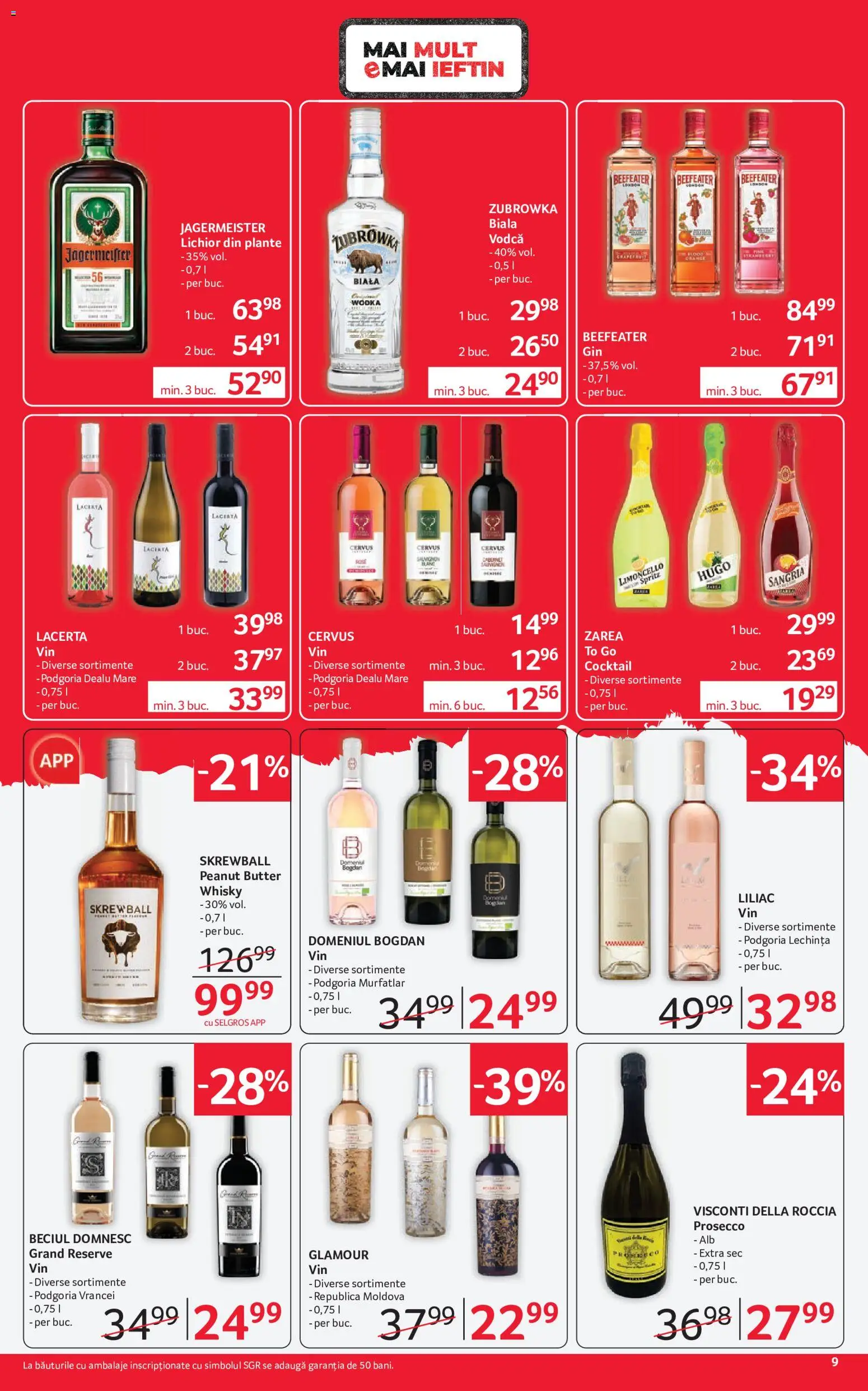 Noul catalog Selgros – valabil de la 21.08.2026 | Pagină: 9 | Produse: Lichior, Sauvignon, Cocktail, Hugo