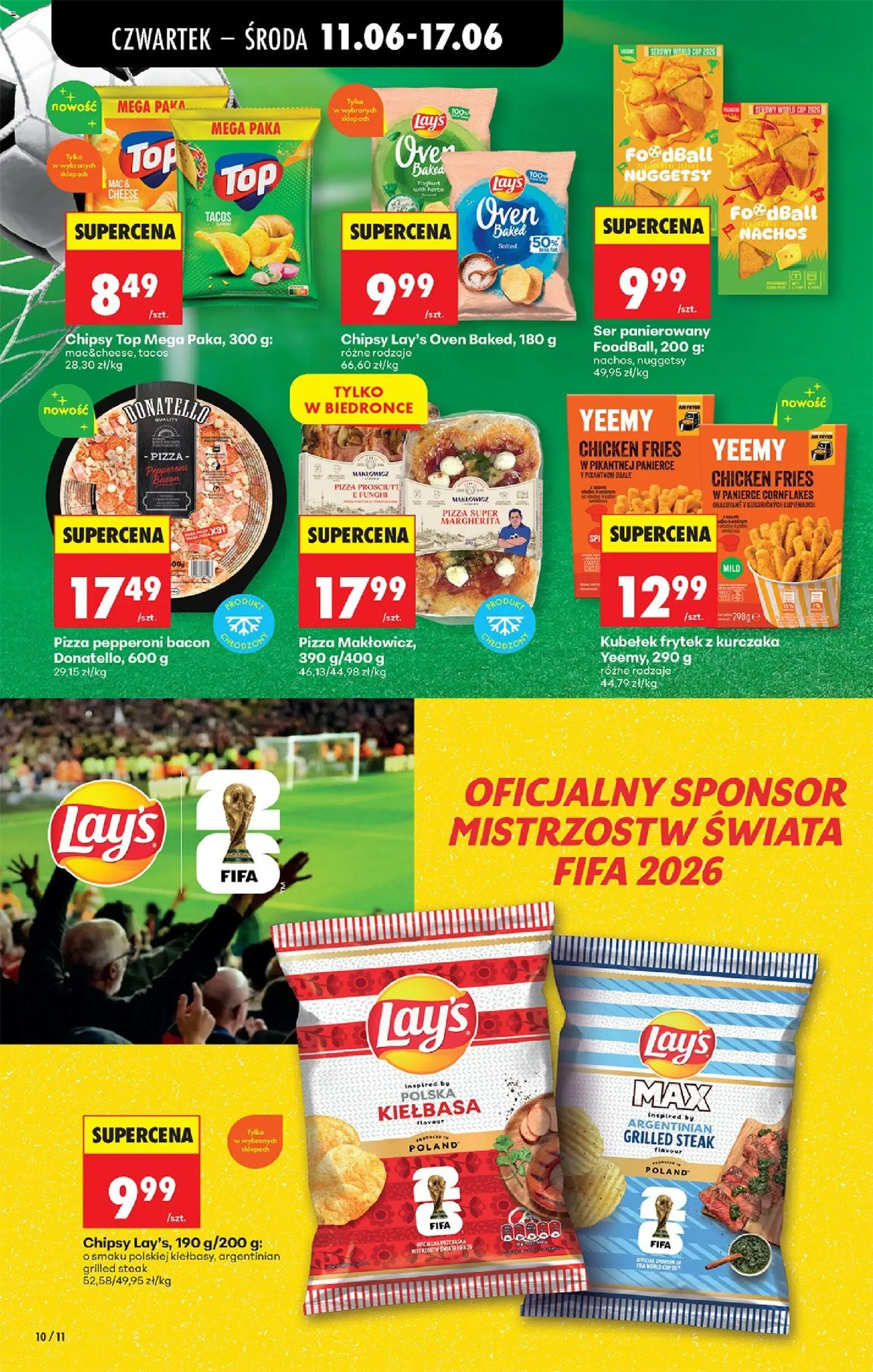 Biedronka gazetka od czwartku od 11.06.2026 | Strona: 12 | Produkty: Kiełbasa, Top, Chipsy, Nuggets