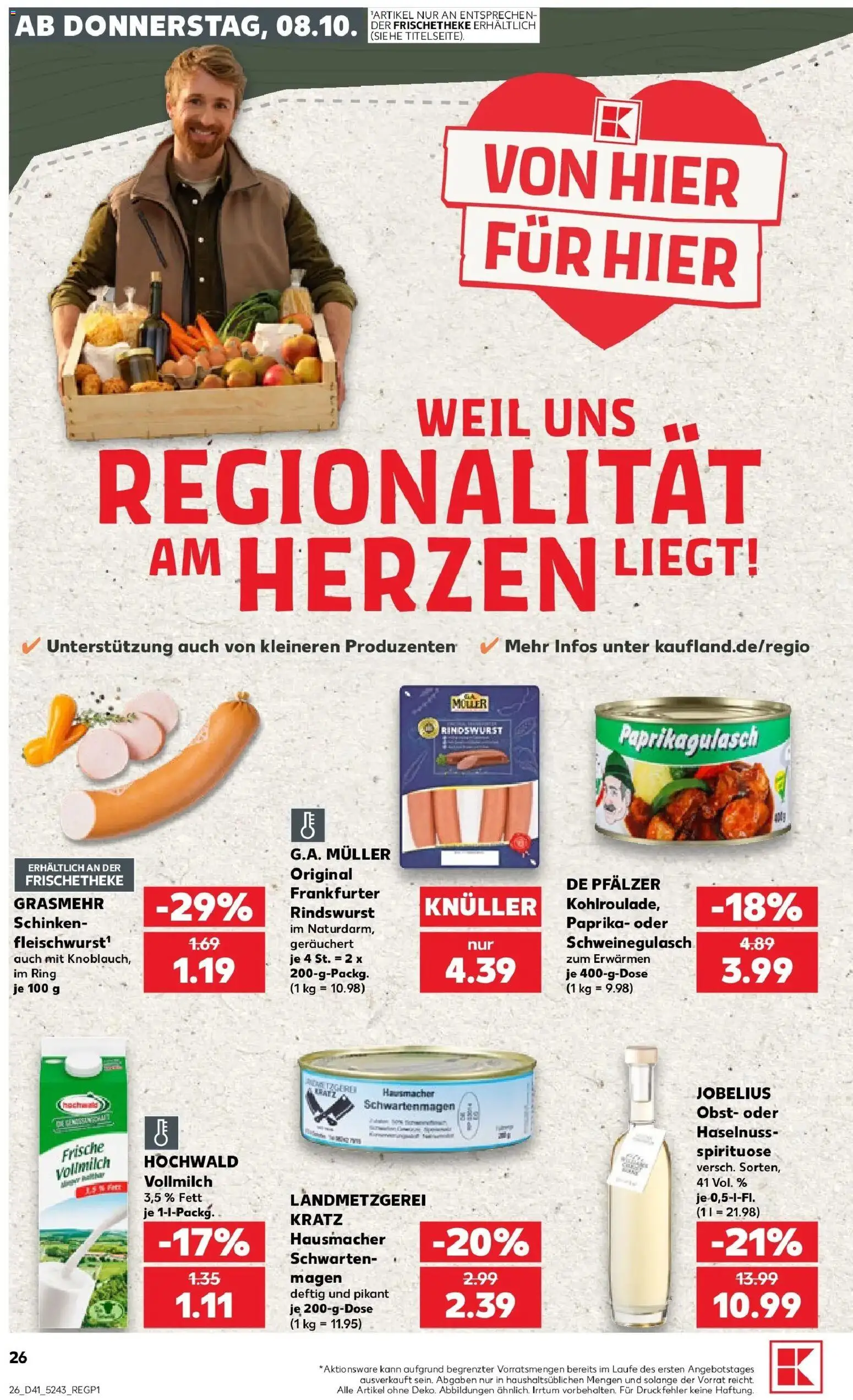 Prospekt Kaufland ab 08.10.2026 » Angebote Online zum Blättern | Seite: 26 | Produkte: Schweinegulasch, Paprika, Obst, Schinken