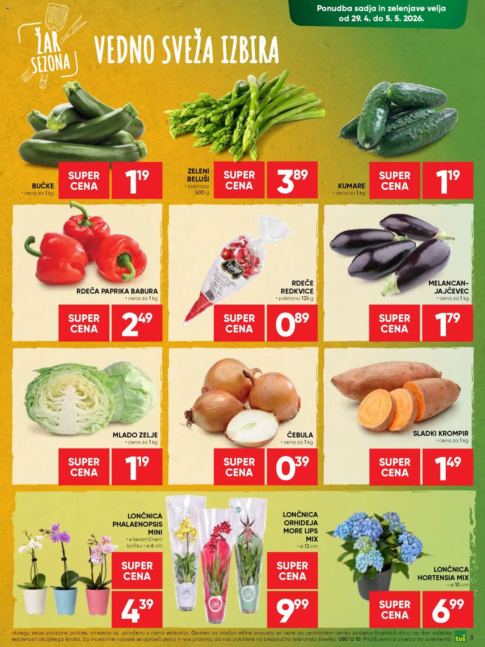 Novi Tuš katalog ponudbe – veljaven od 29.04.2026 | Stran: 3 | Izdelki: Vestido de baño, Krompir, Jajcevec, Zelje