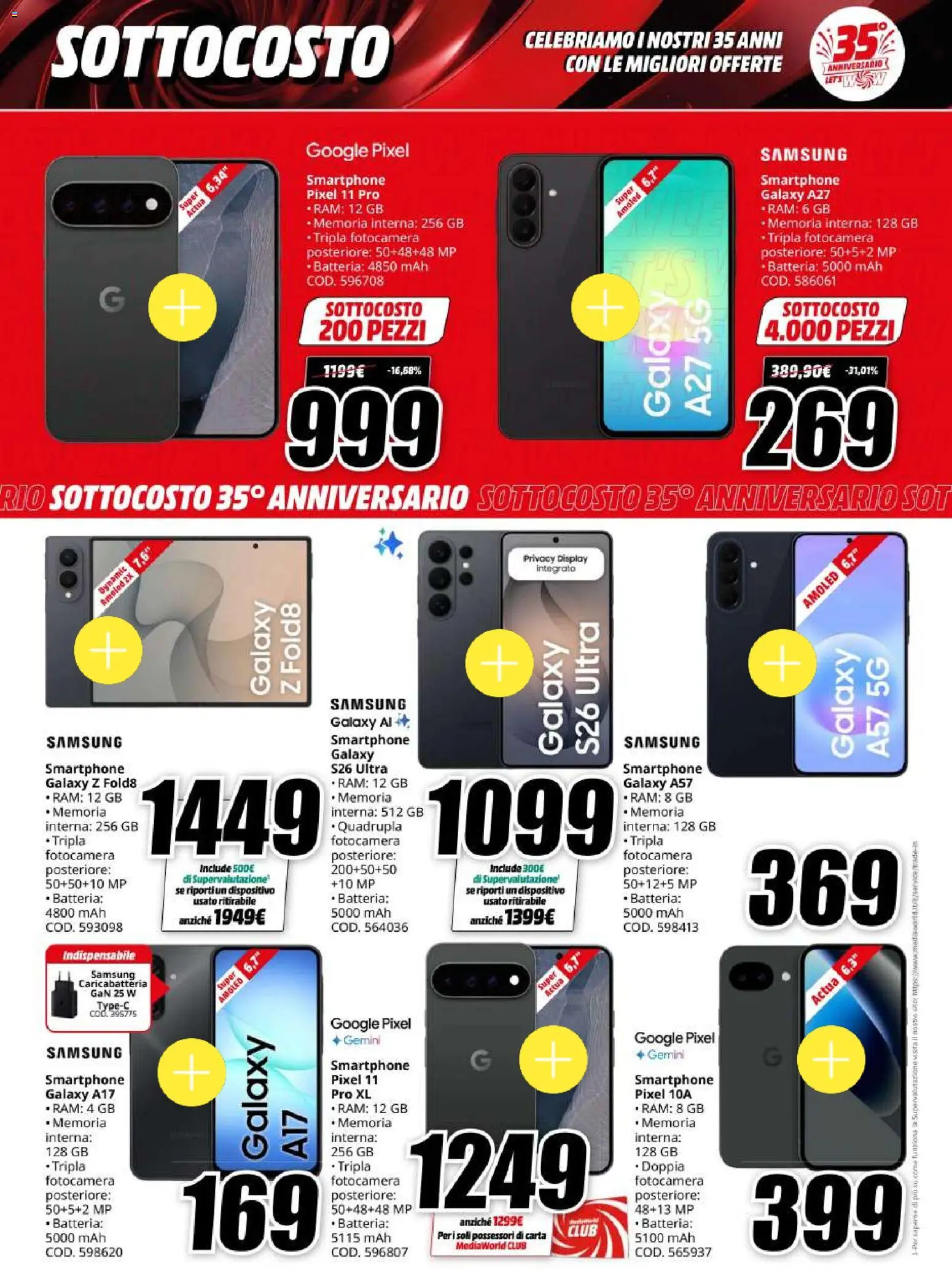 Volantino Media World del 06/10/2026 | Pagina: 3 | Prodotti: Samsung Galaxy, Smartphone, Fotocamera, Batteria