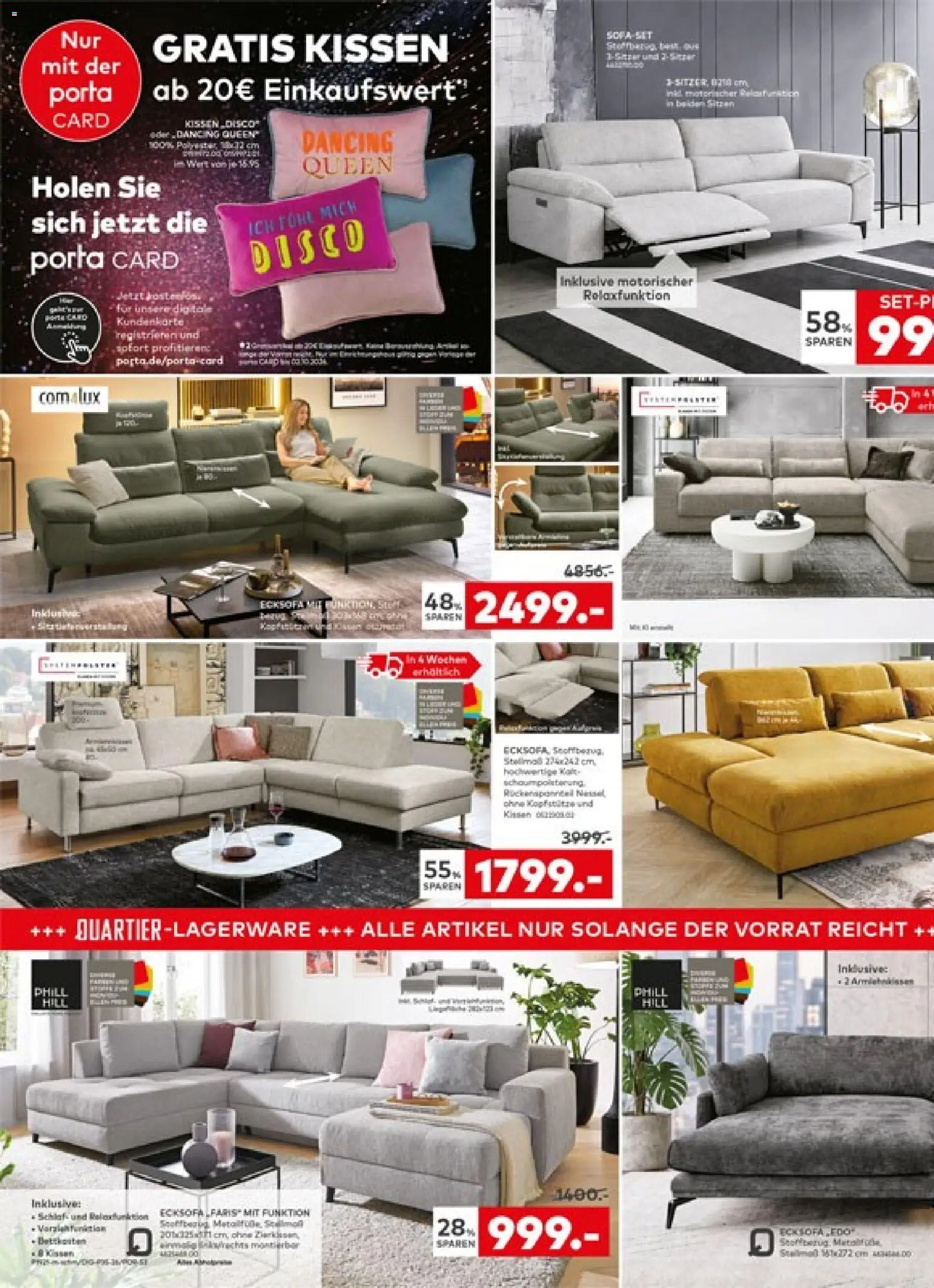 Porta! Aktueller Prospekt – gültig ab 27.09.2026 | Seite: 2 | Produkte: Ecksofa, Kissen, Sofa