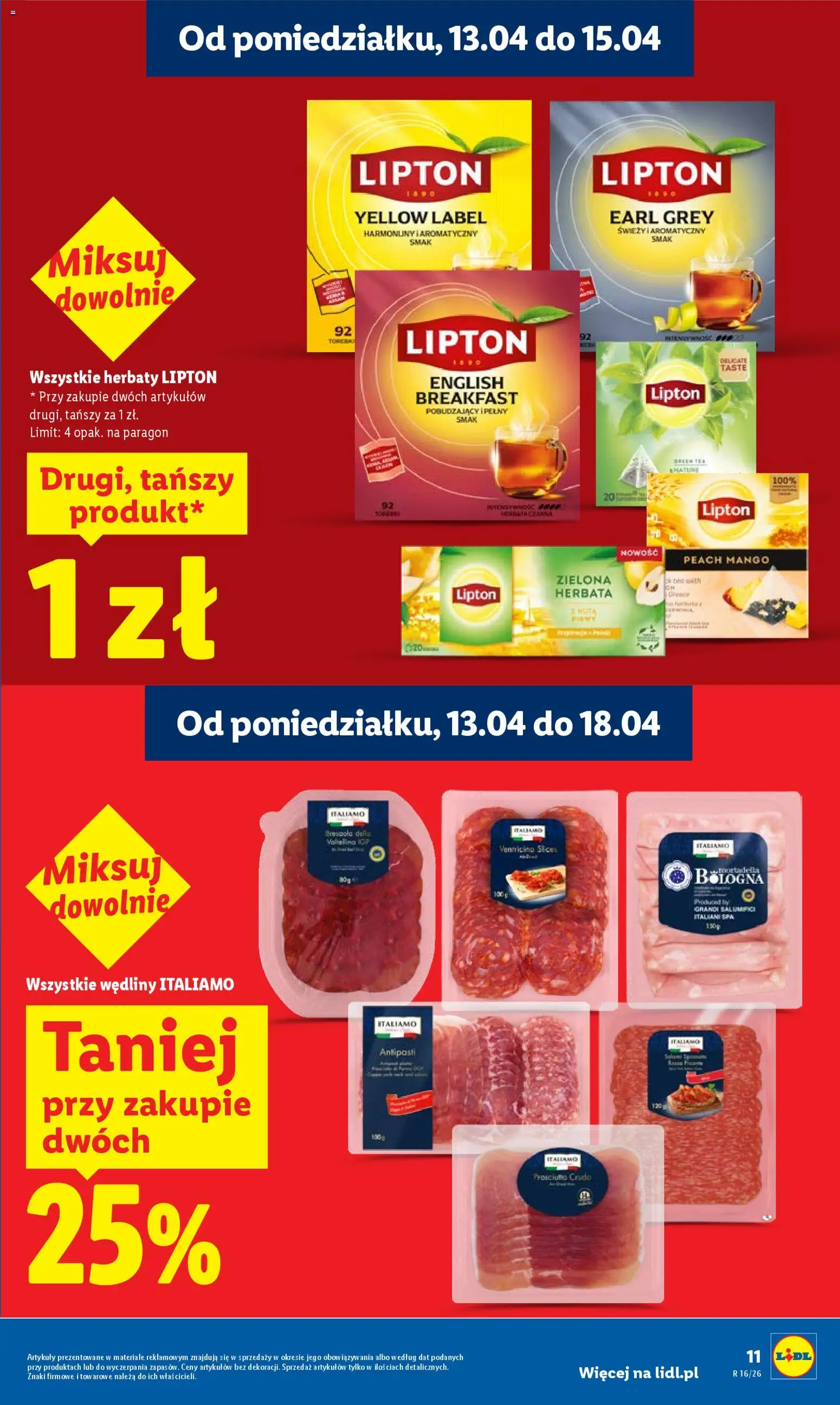 Lidl gazetka od 13.04.2026 | Strona: 11 | Produkty: Mango, Prosciutto, Wędliny, Herbata
