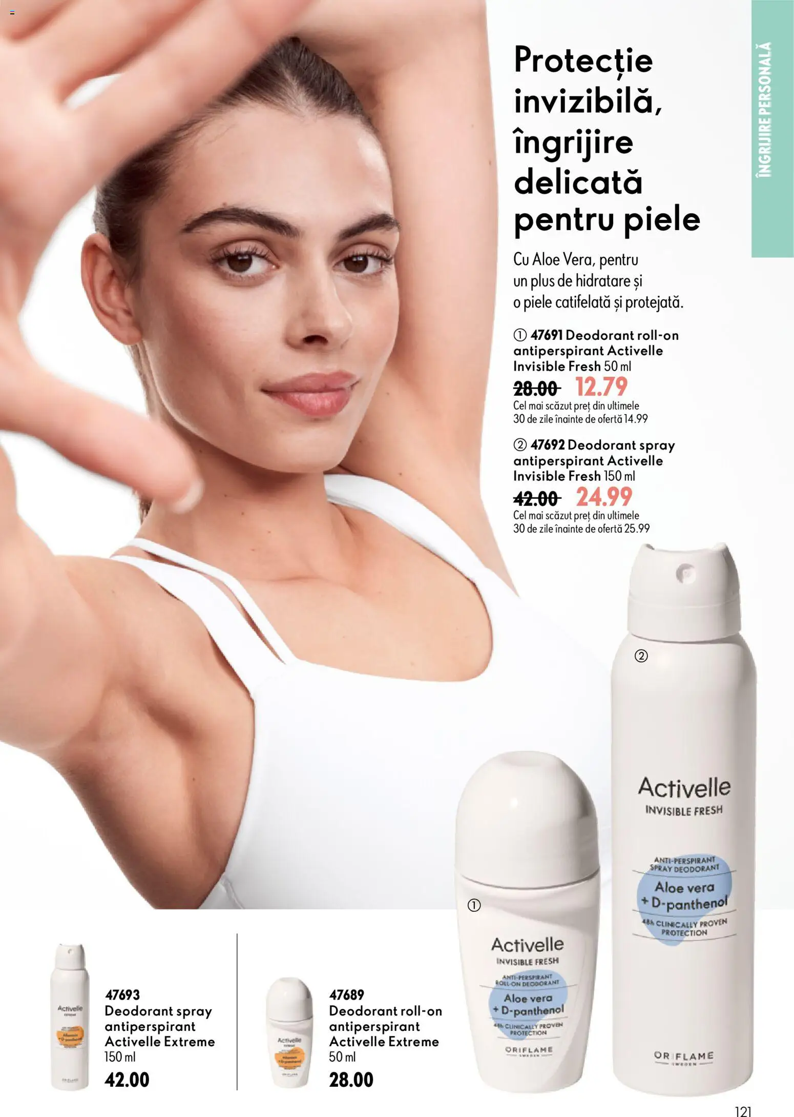 Noul catalog Oriflame – valabil de la 09.09.2026 | Pagină: 121 | Produse: Aloe vera, Deodorant, Antiperspirant, Plus