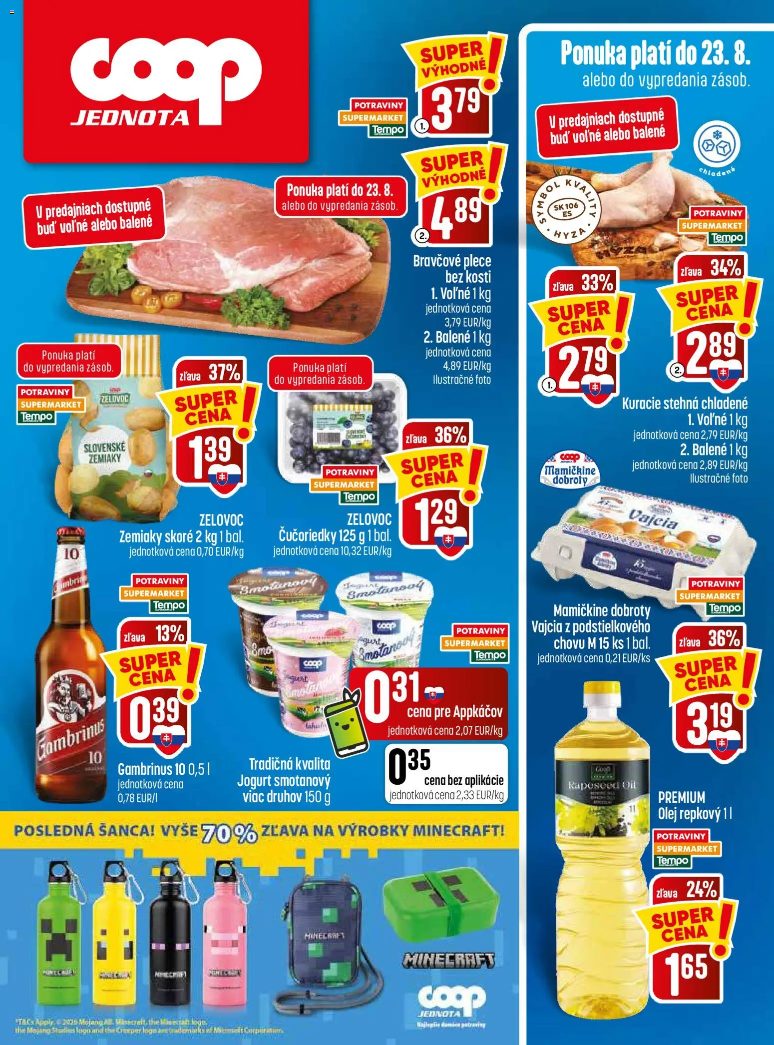 Nové COOP Jednota akcie – leták je platný od 20.08.2026 | Strana: 32 | Produkty: Jogurt, Čučoriedky, Zemiaky, Gambrinus