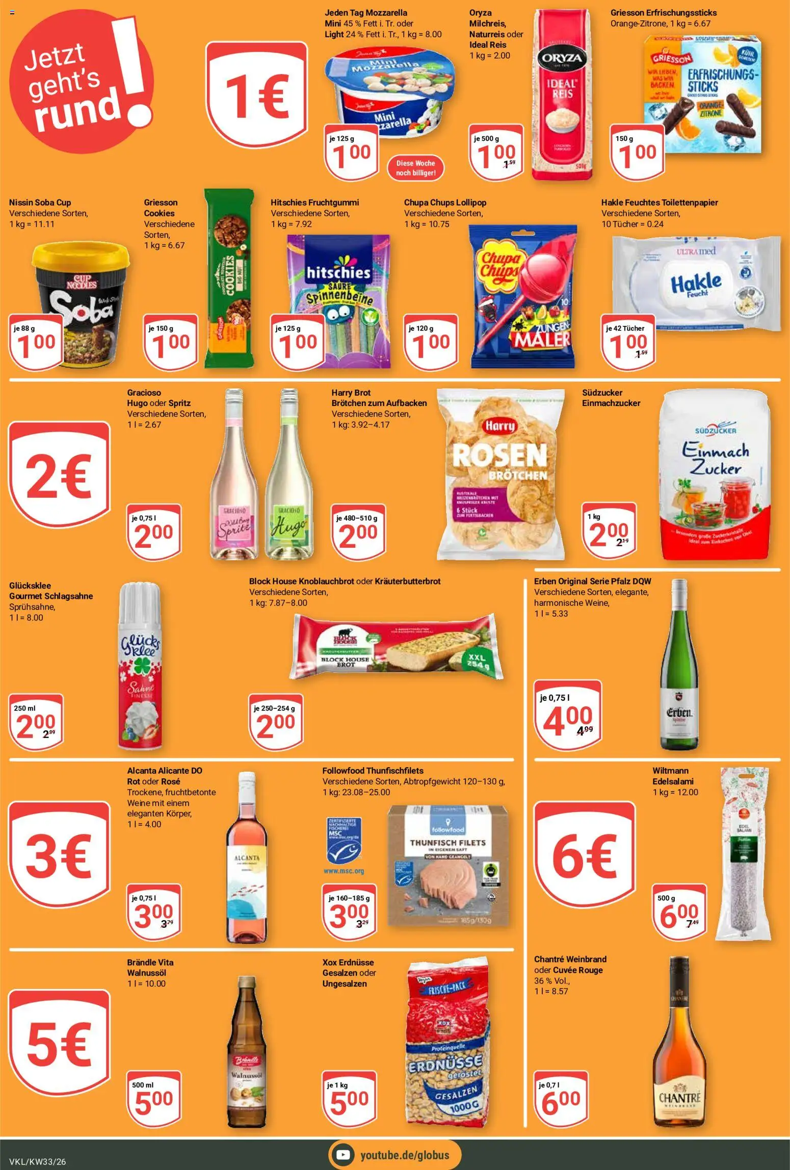 Globus Prospekt Völklingen – gültig ab 10.08.2026 | Seite: 20 | Produkte: Schlagsahne, Mozzarella, Chips, Sahne
