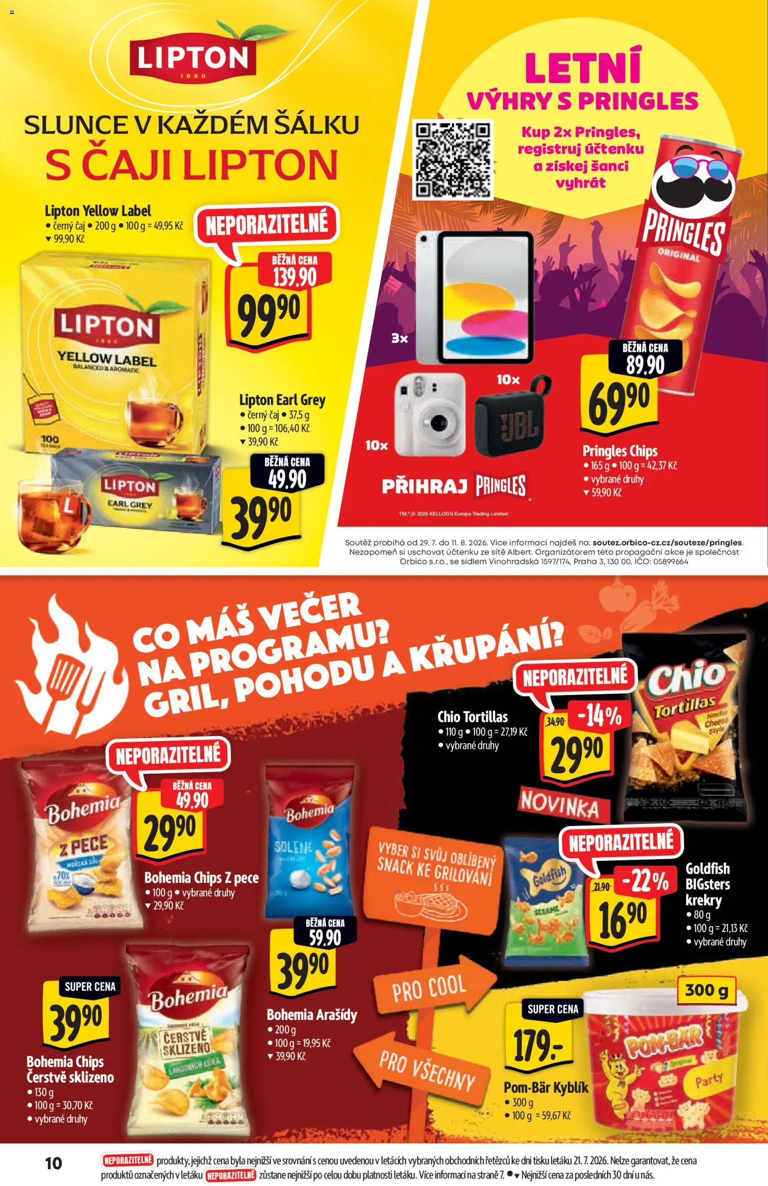 Albert katalog - Hypermarket od 29.07.2026 | Strana: 10 | Produkty: Tortilla chips, Čaj, Pringles, Arašídy