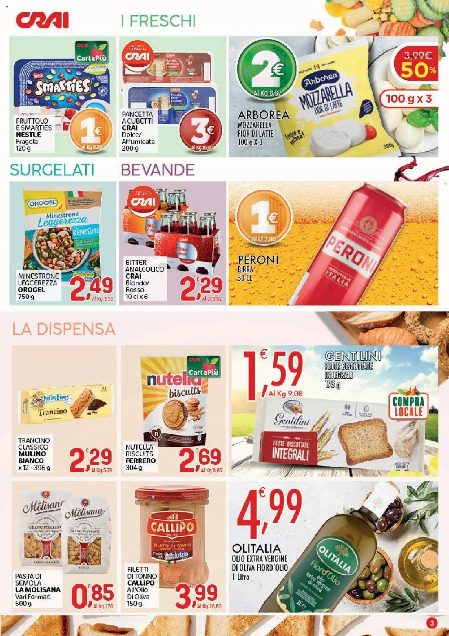 Volantino CRAI del 17/09/2026 | Pagina: 3 | Prodotti: Minestrone, Pancetta, Mozzarella, Latte
