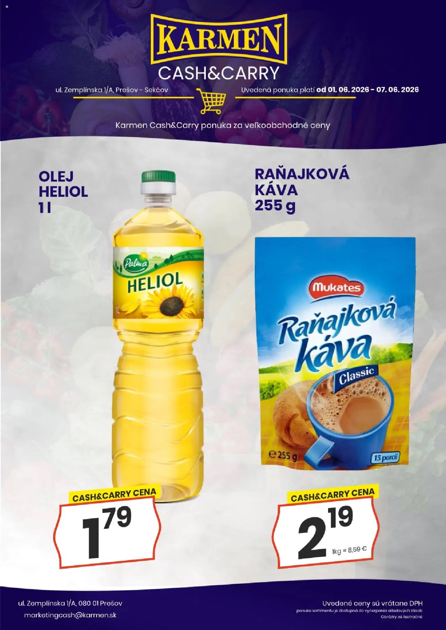 Nové KARMEN CBA akcie – leták je platný od 01.06.2026 | Strana: 6 | Produkty: Olej, Káva