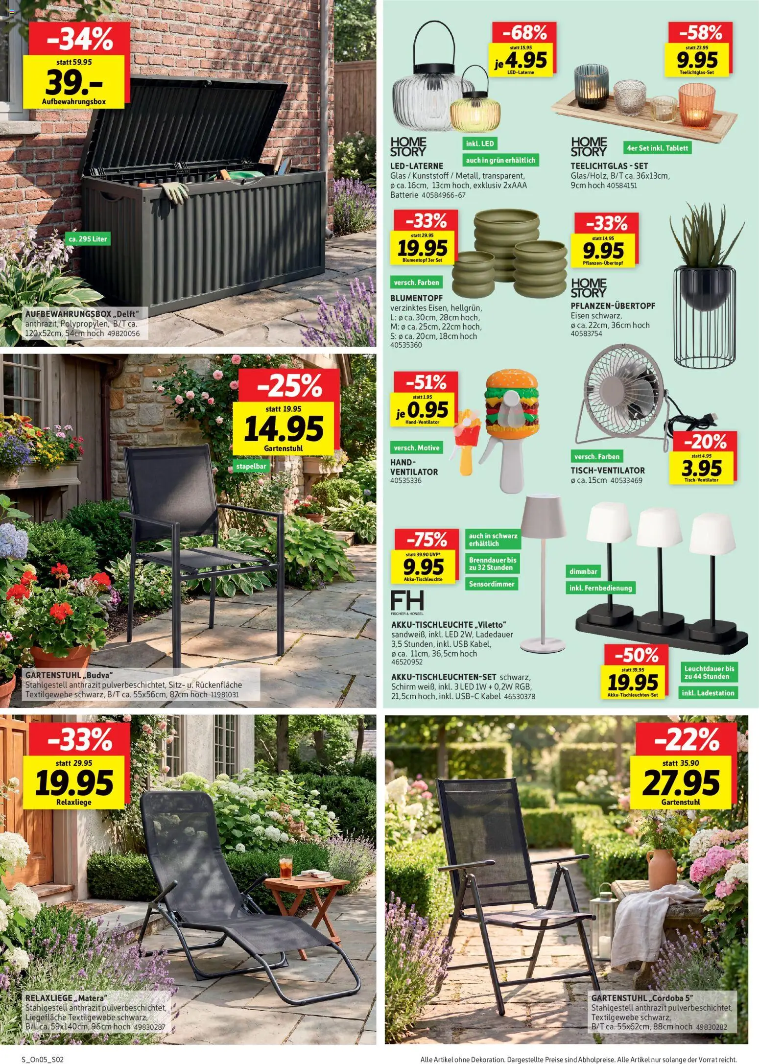 Sconto Prospekt Garten-spezial – gültig ab 07.05.2026 | Seite: 2 | Produkte: Kabel, Relaxliege, Ventilator, Batterie