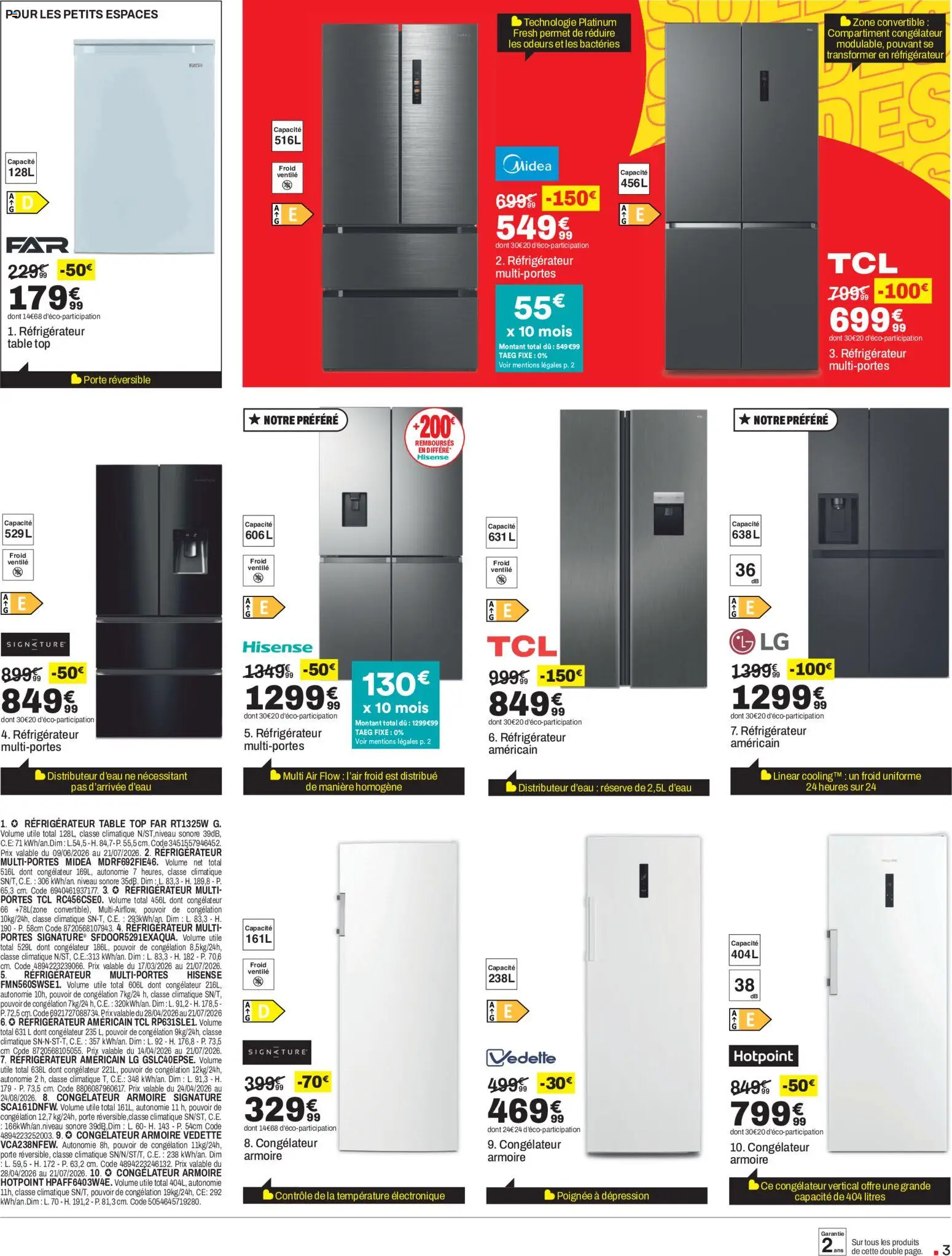 {H1} | Page: 3 | Produits: Congélateur armoire, Réfrigérateur, Congélateur, Table