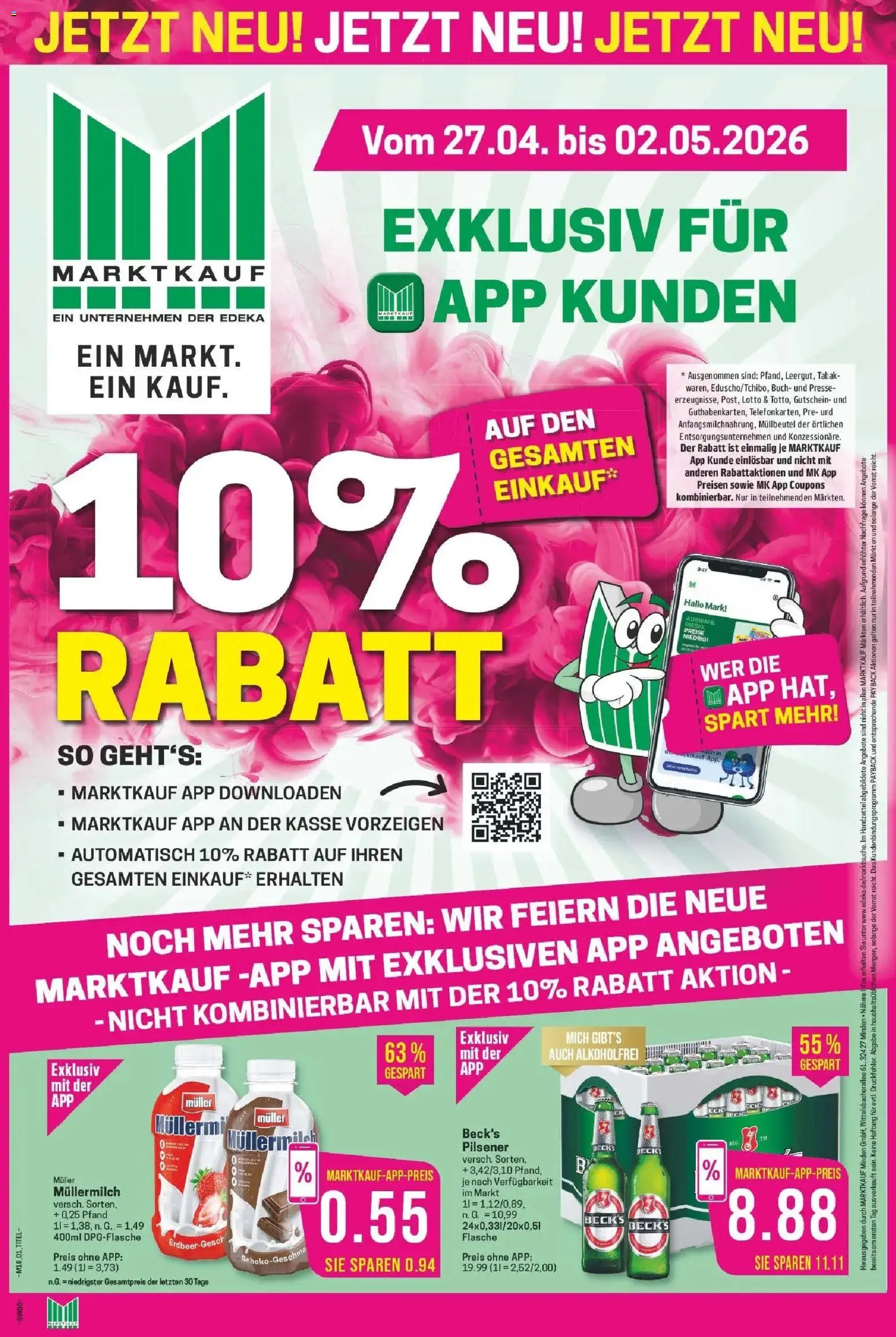 Marktkauf Prospekt Bad Salzuflen	 – gültig ab 27.04.2026 | Seite: 1 | Produkte: Presse, Müllermilch, Muller mullermilch