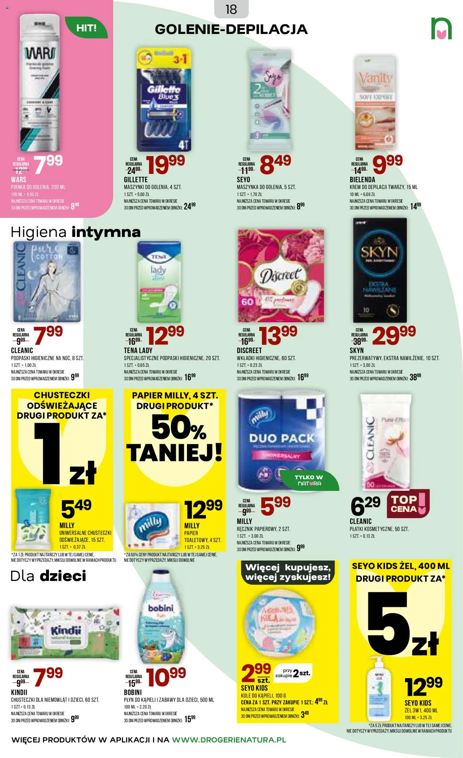 Drogerie Natura gazetka od 18.05.2026 | Strona: 18 | Produkty: Gillette, Podpaski, Płatki, Krem