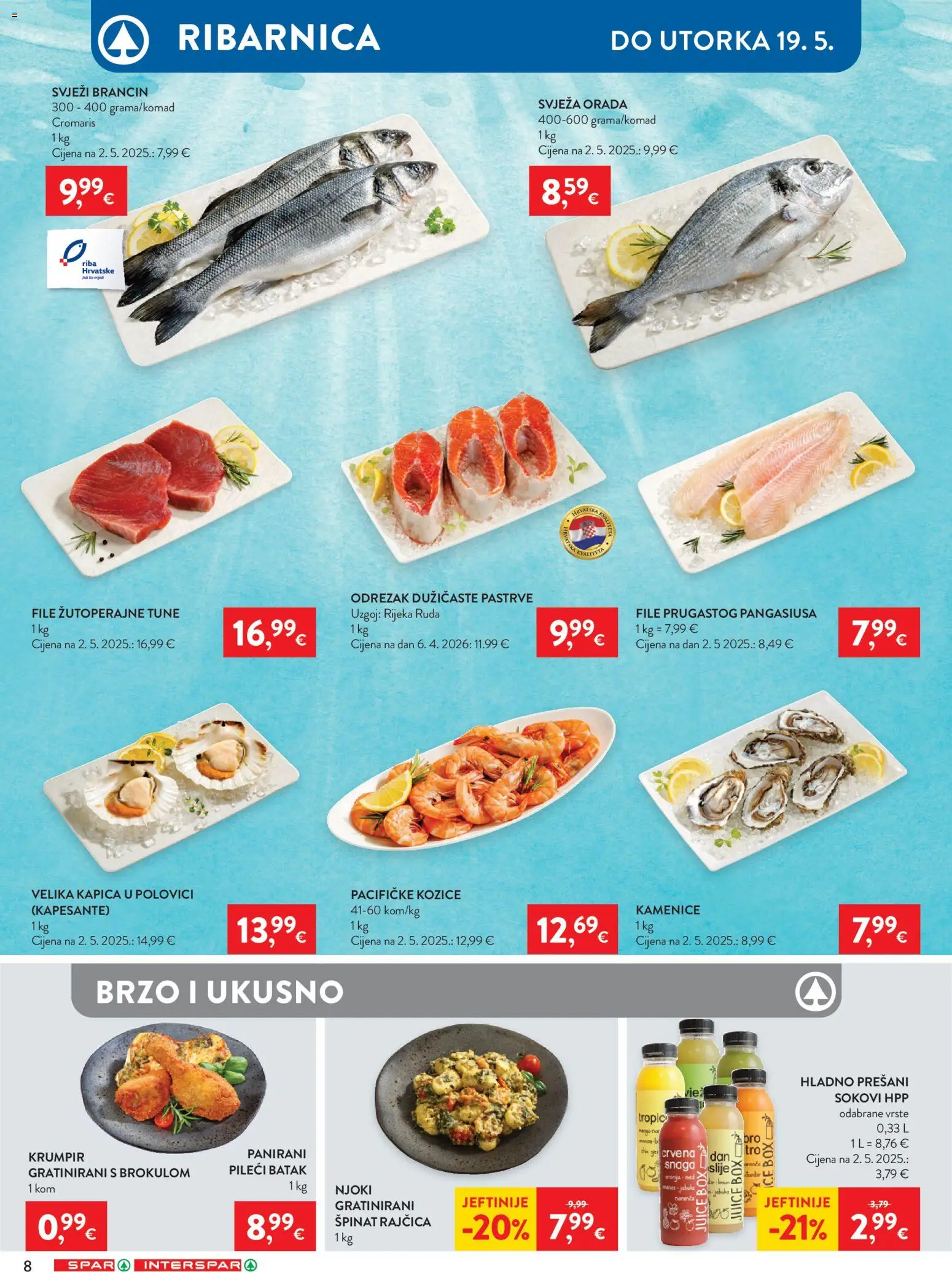 Spar katalog | vrijedi od 13.05.2026 | Stranica: 9 | Proizvodi: Špinat, Riba, Brancin, Krumpir