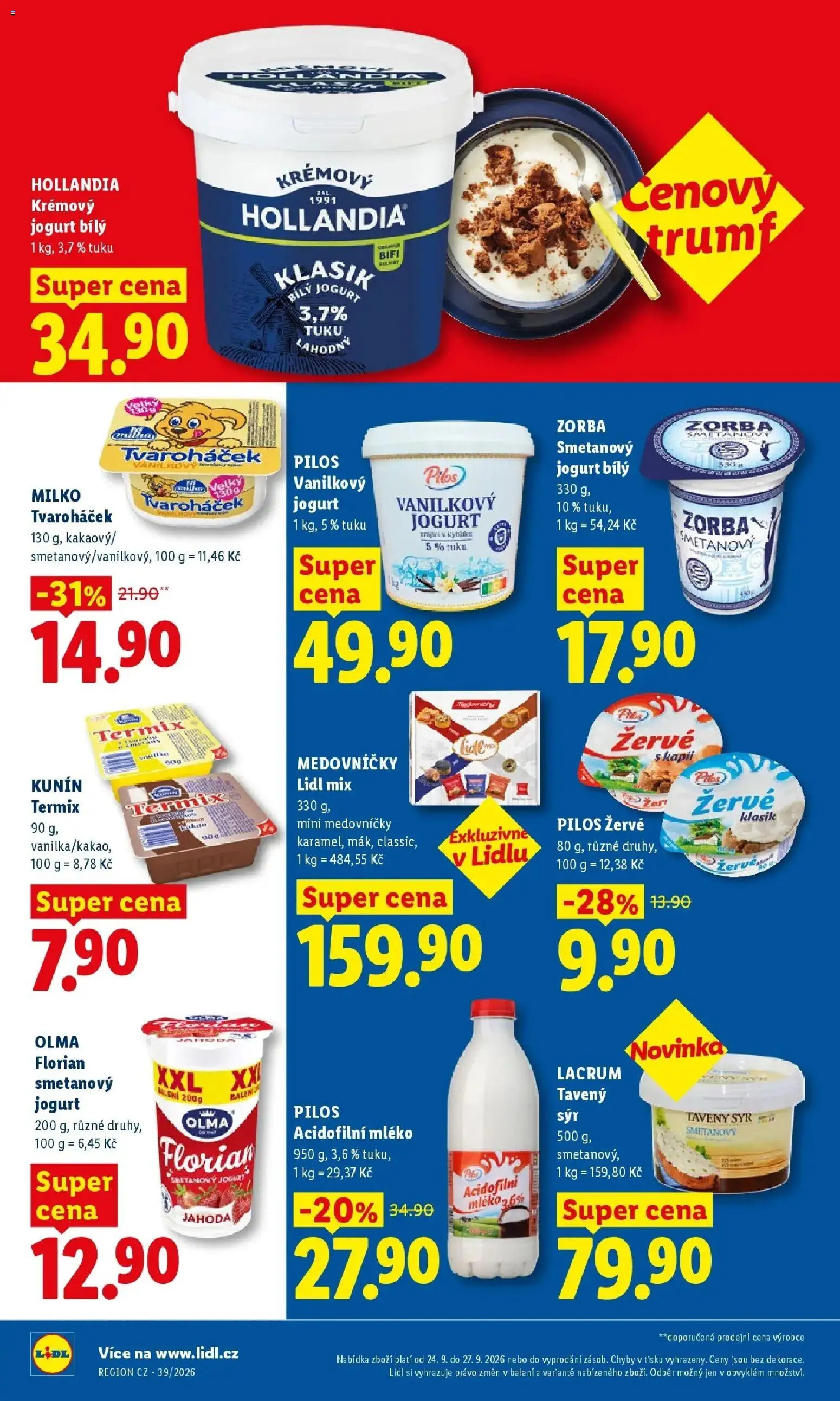 Lidl leták od 24.09.2026 - Nový akční leták | Strana: 20 | Produkty: Tavený sýr, Smetanový jogurt, Cookies, Hollandia