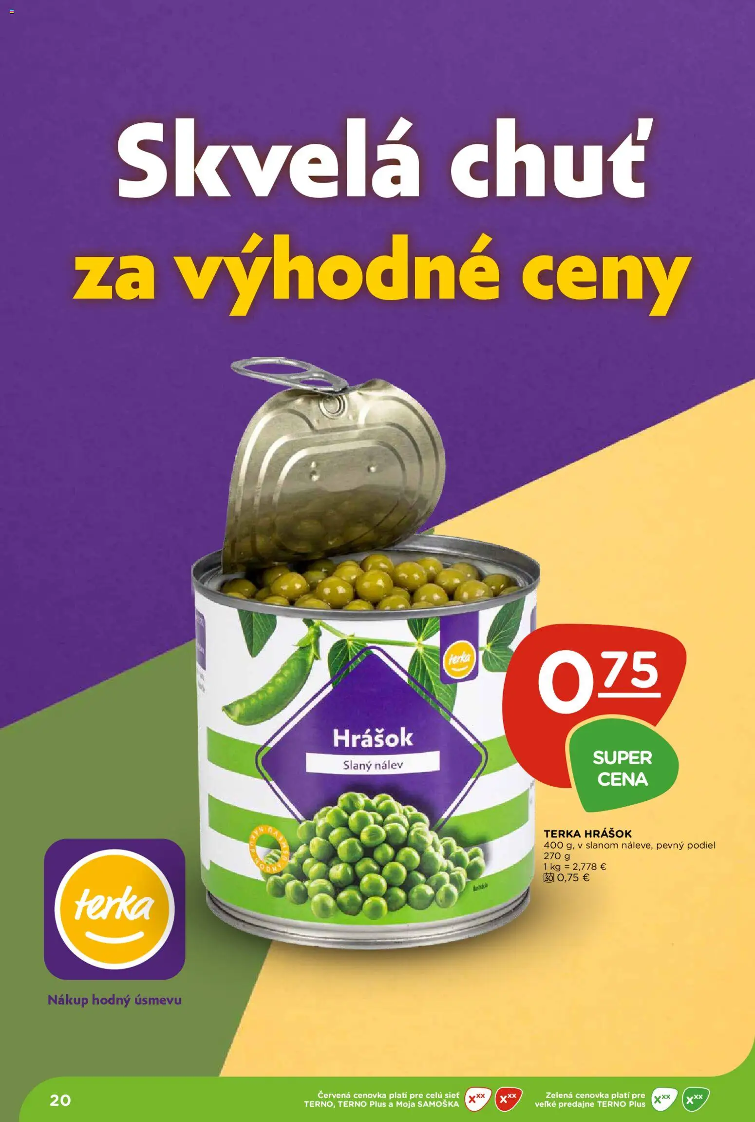 Nové Terno akcie – leták je platný od 21.05.2026 | Strana: 20 | Produkty: Hrášok