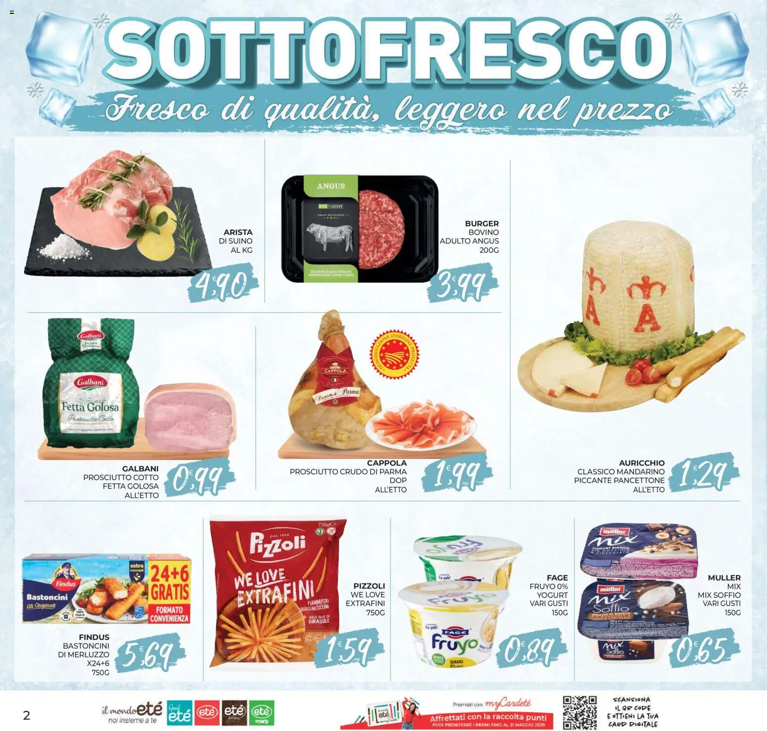 Volantino Eté del 12.05.2026 | Pagina: 2 | Prodotti: Bovino, Prosciutto Crudo, Merluzzo, Suino