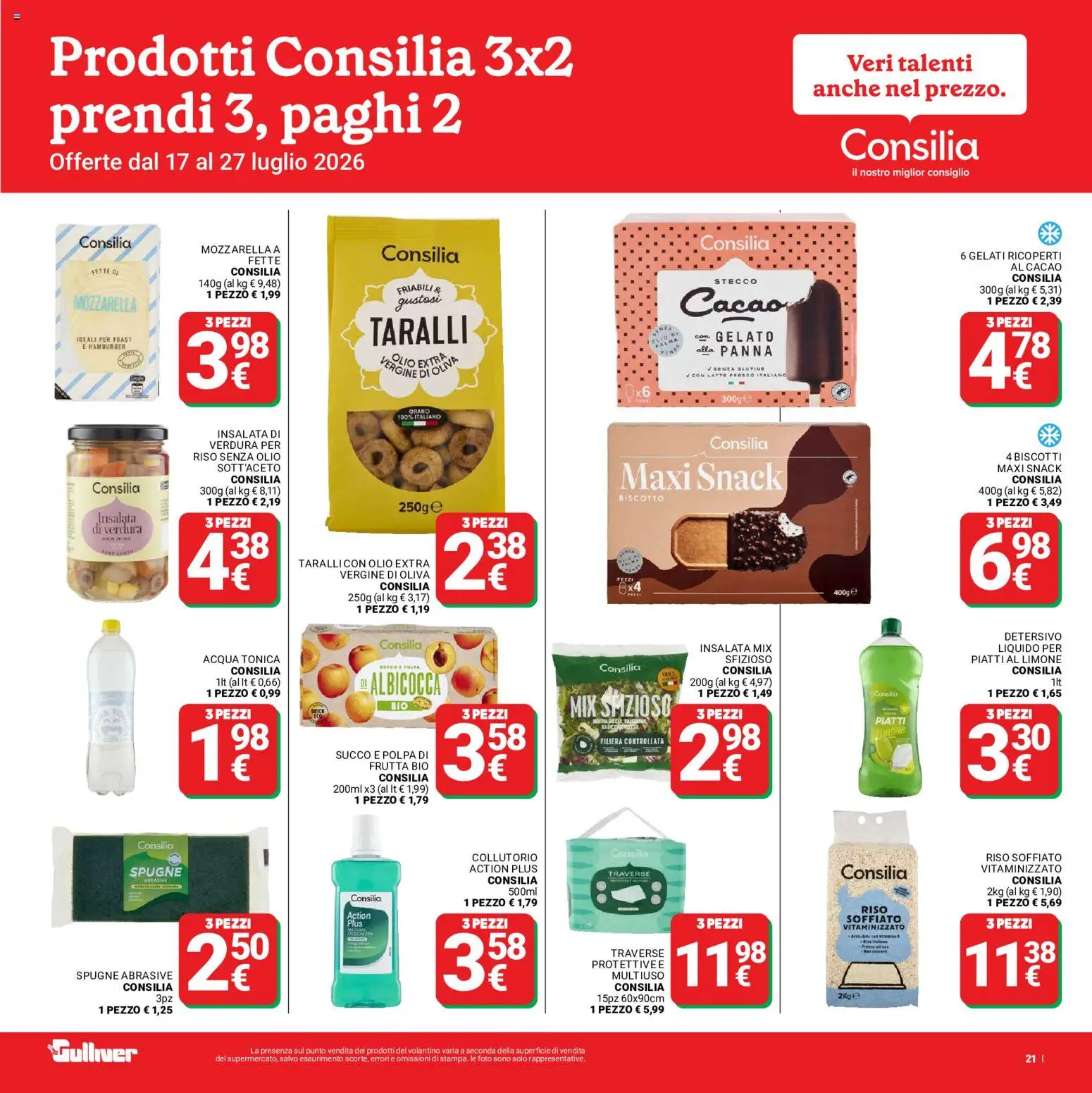 Volantino Gulliver del 17/07/2026 | Pagina: 21 | Prodotti: Panna, Acqua, Limone, Olio