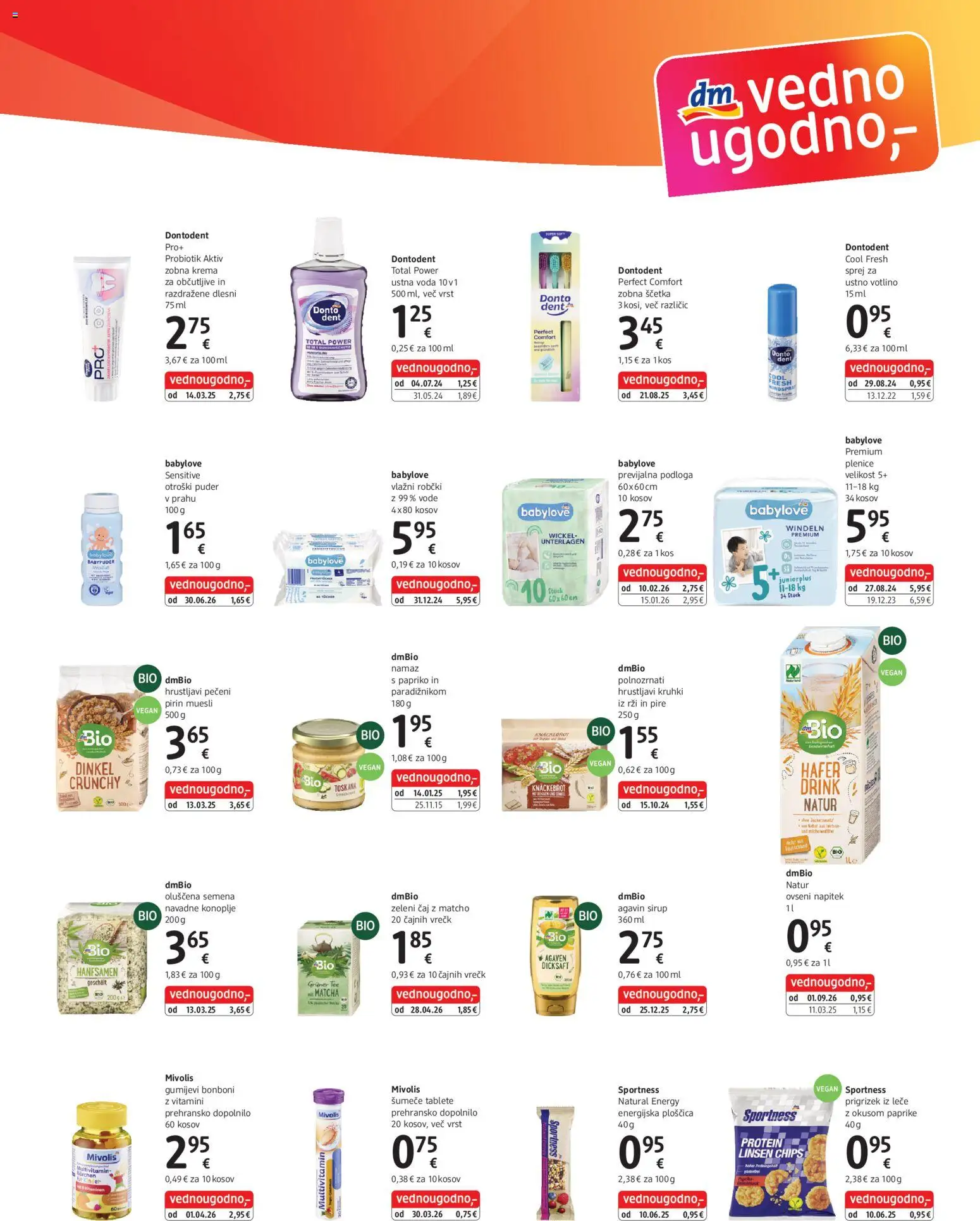 Novi DM Drogerie Markt katalog ponudbe – veljaven od 21.09.2026 | Stran: 3 | Izdelki: Bonboni, Muesli, Robčki, Zobna scetka