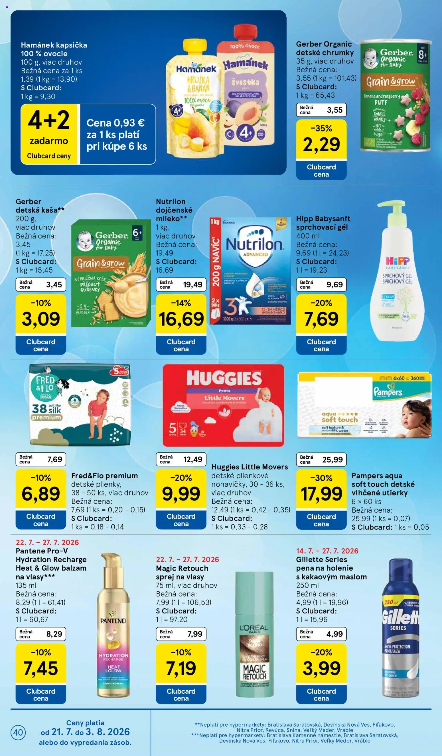 Nové Tesco akcie – leták je platný od 22.07.2026 | Strana: 40 | Produkty: Mlieko, Detské plienky, Plienky, Pampers