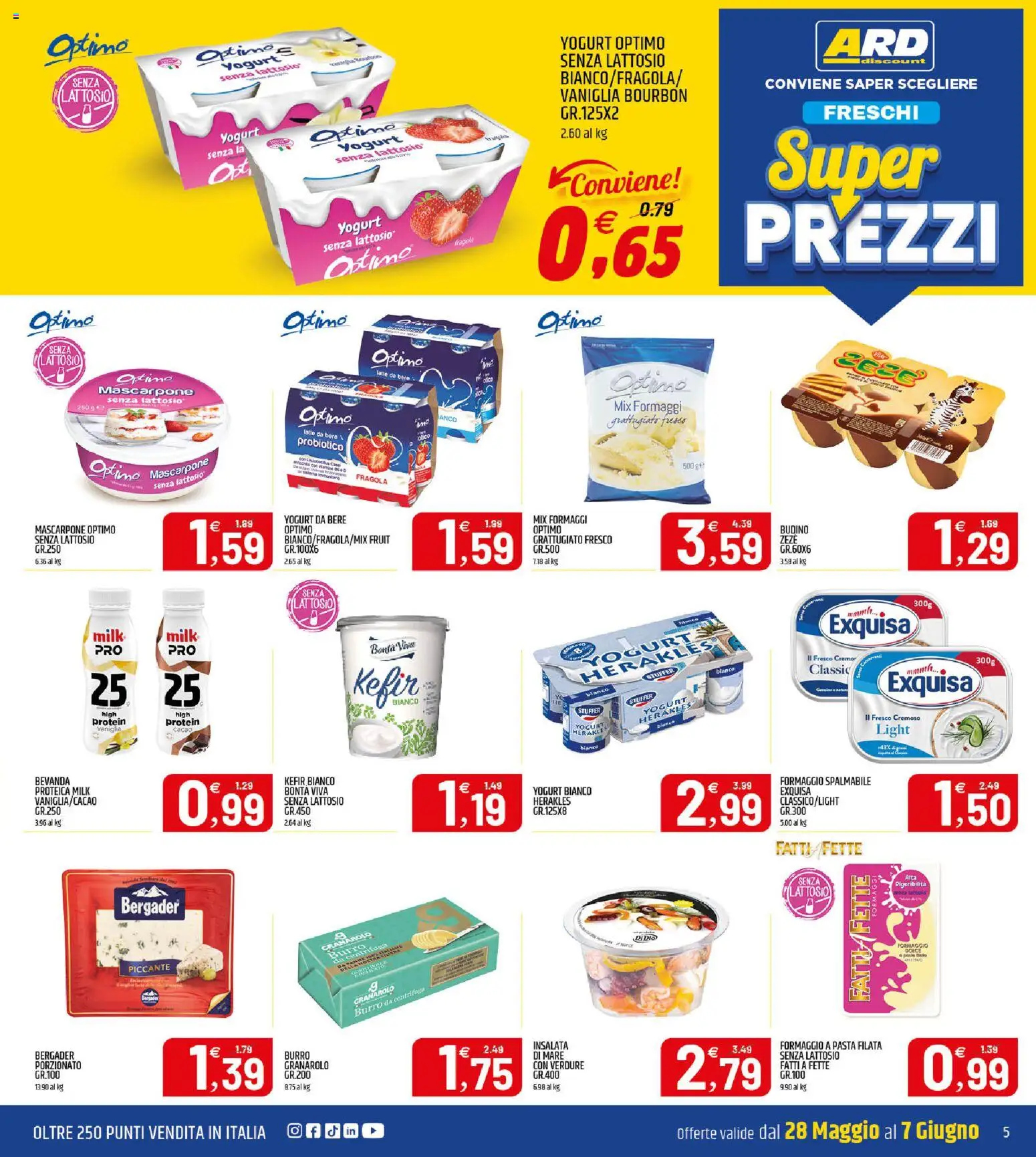 Volantino ARD Discount del 28.05.2026 | Pagina: 5 | Prodotti: Yogurt, Centrifuga, Latte, Burro
