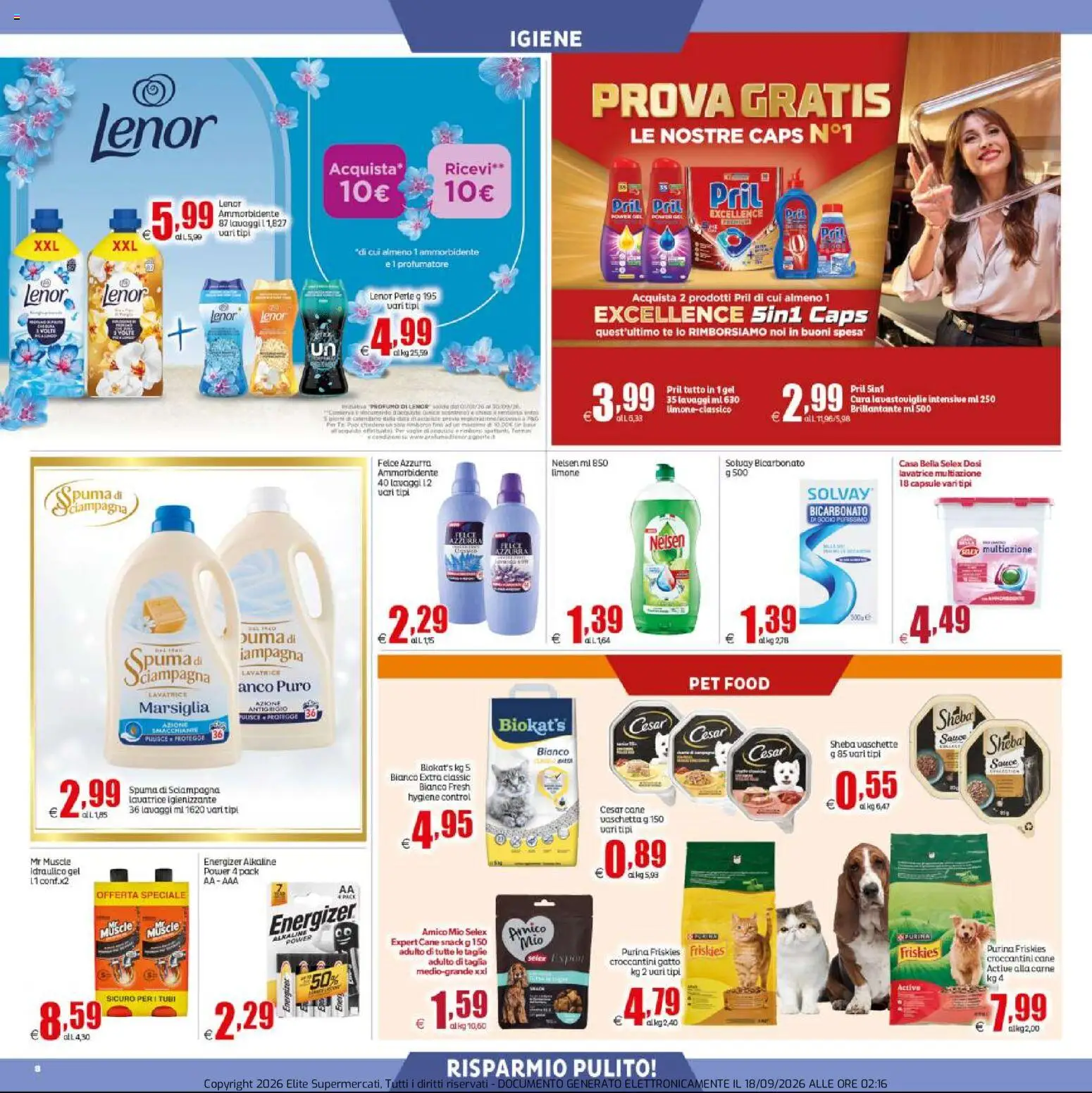 Volantino Elite Supermercati del 18/09/2026 | Pagina: 8 | Prodotti: Bicarbonato, Lavatrice, Tubi, Profumo