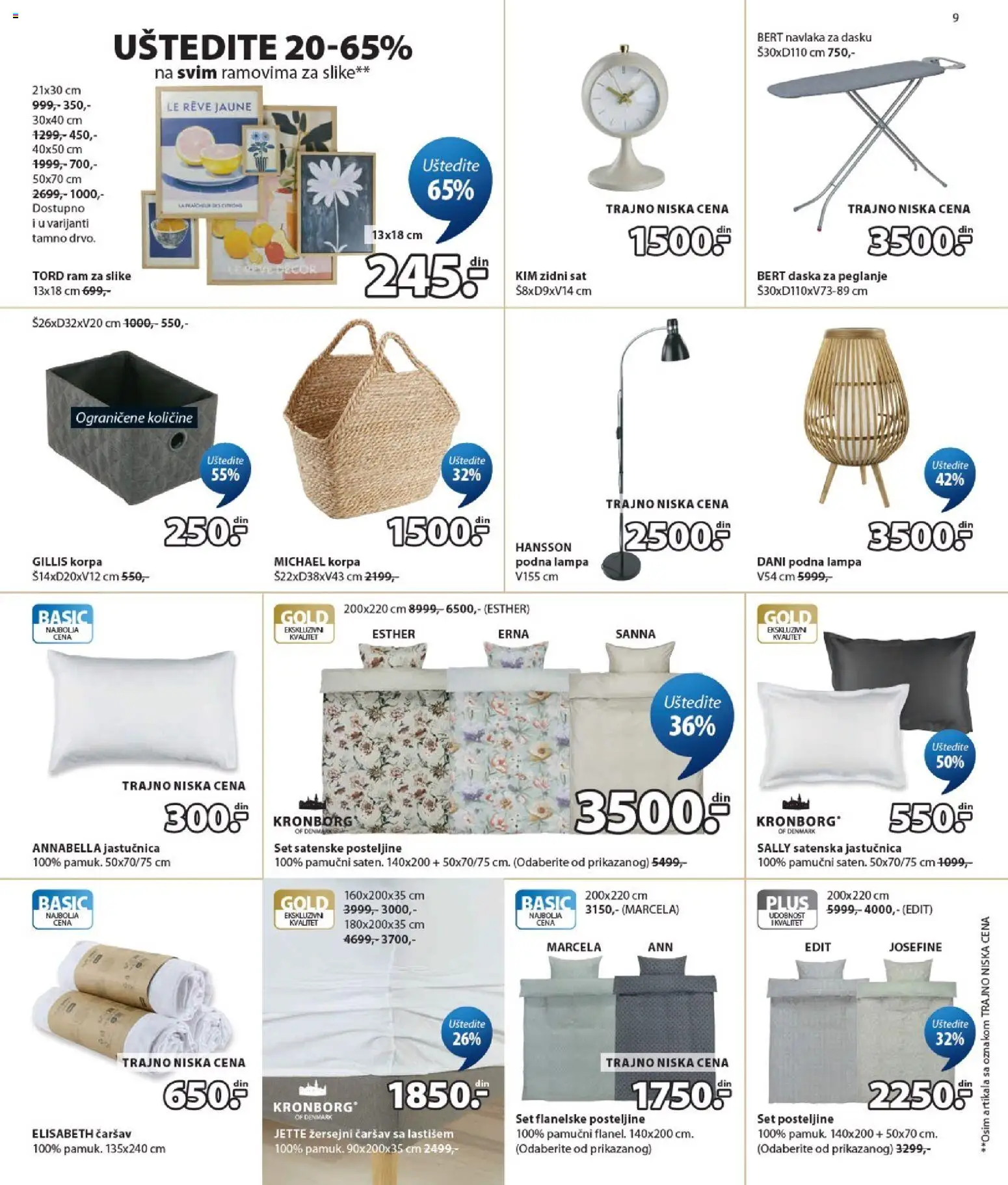 Jysk katalog - važi od 17.06.2026 | Strana: 9 | Proizvode: Korpa, Lampa, Zidni sat, Podna lampa
