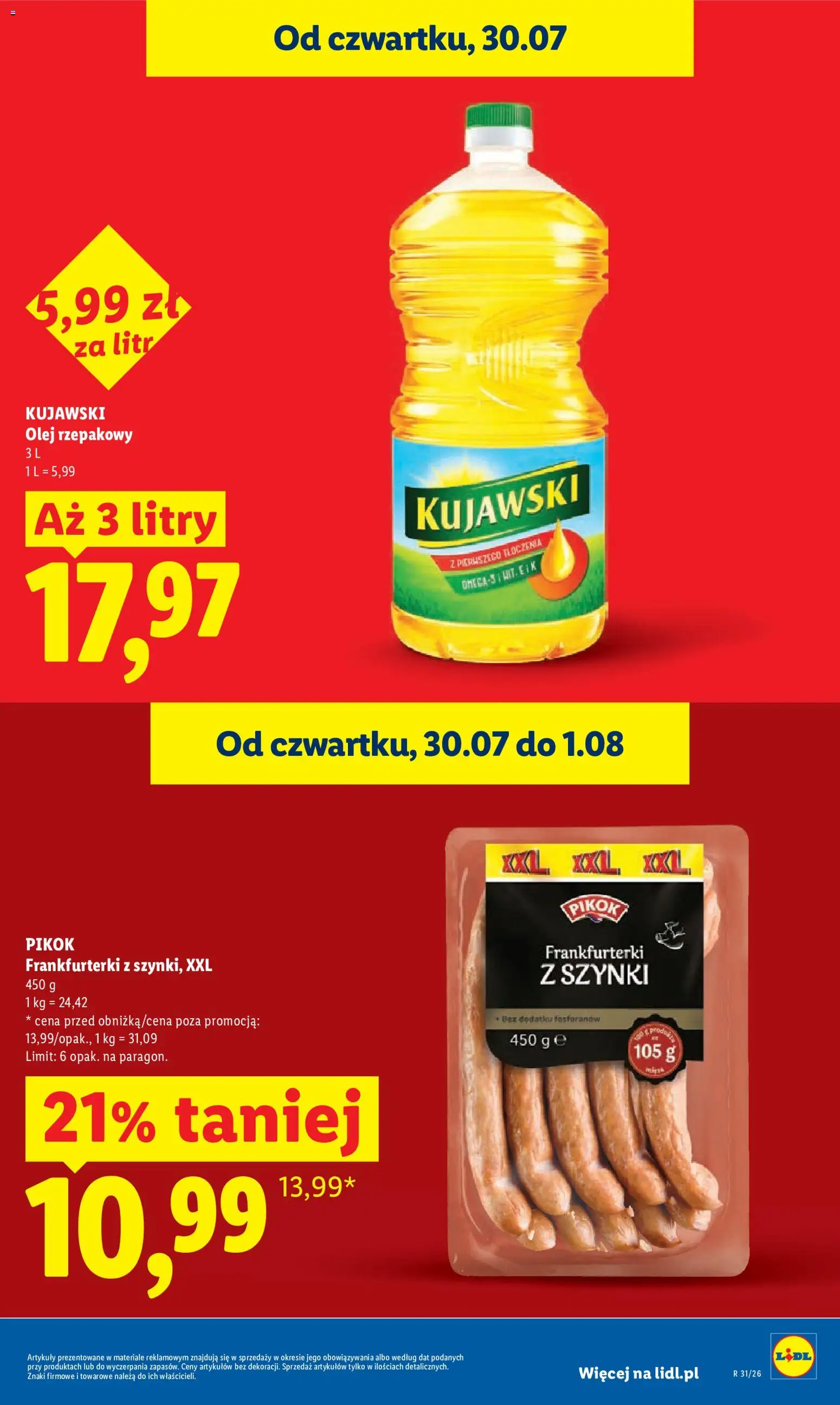 Lidl Polsko leták od 30.07.2026 | Strana: 15 | Produkty: Olej, Pikok