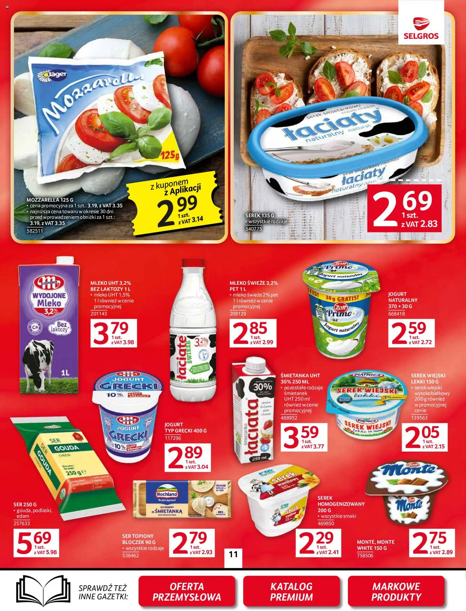 Selgros cash&carry gazetka od 10.09.2026 | Strona: 11 | Produkty: Jogurt naturalny, Piątnica, Serek waniliowy, Mleko 1