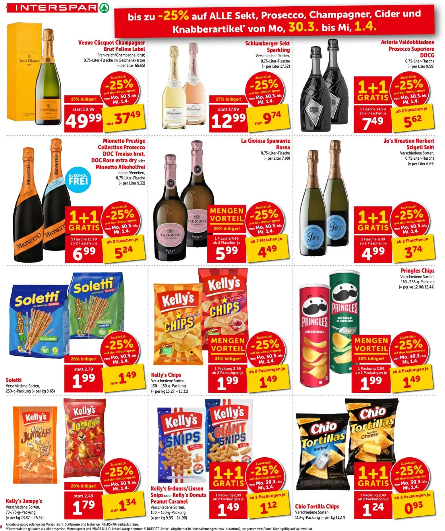 Interspar Flugblatt- Wien gültig ab 31.03.2026 | Seite: 9 | Produkte: Chips, Ketchup, Salz, Prosecco