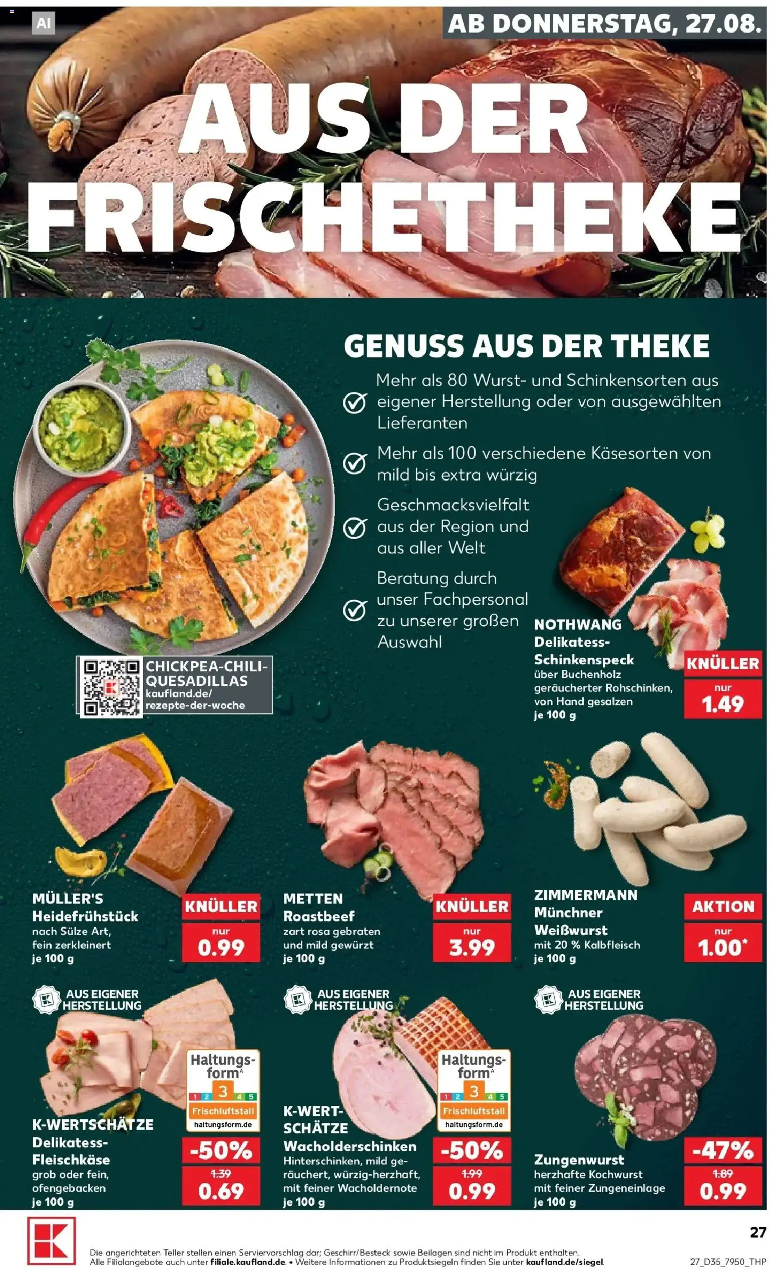 Prospekt Kaufland ab 24.08.2026 » Angebote Online zum Blättern | Seite: 38 | Produkte: Beilagen, Theke, Weißwurst, Wurst