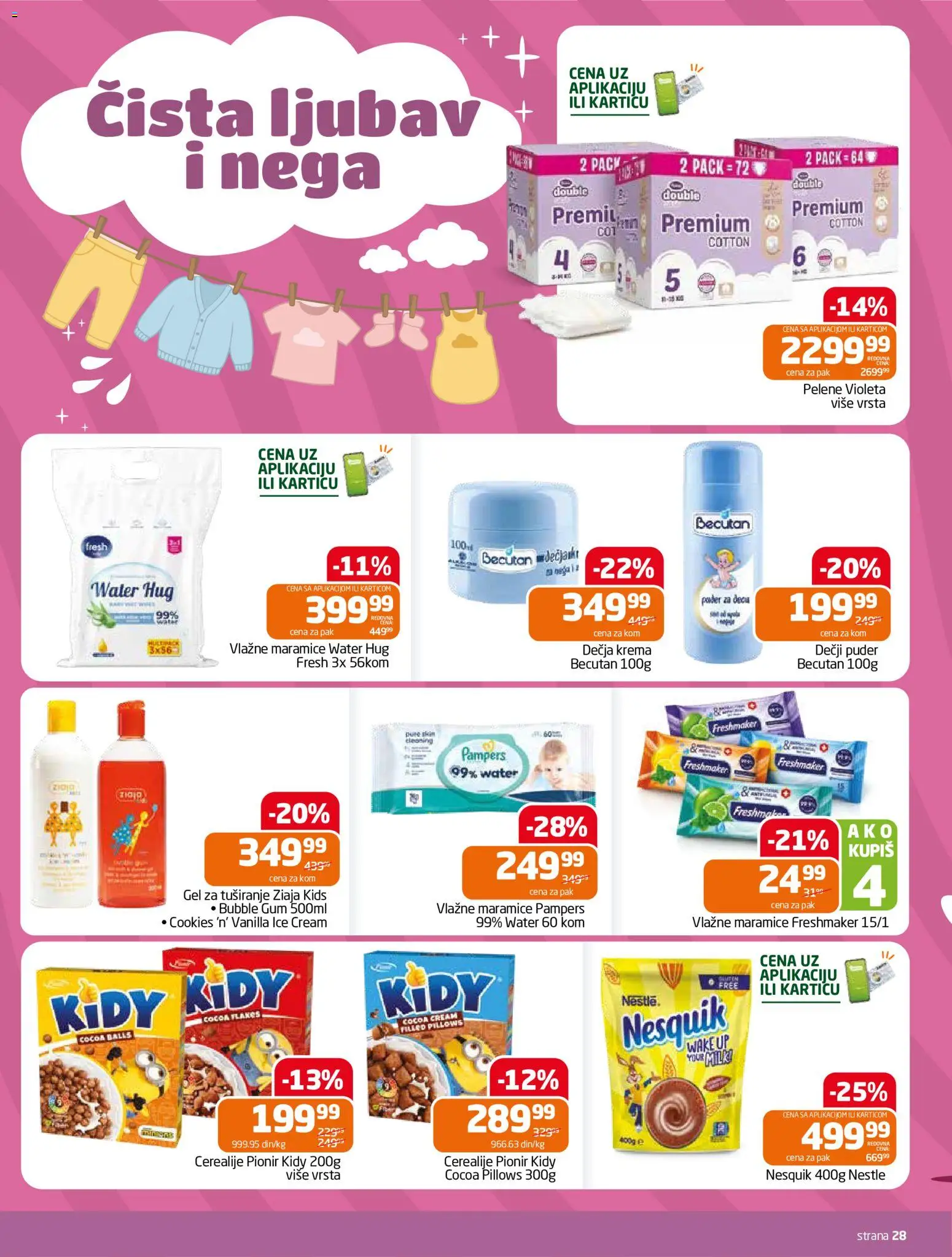 Gomex katalog - važi od 15.10.2026 | Strana: 28 | Proizvode: Maramice, Pampers, Krema, Vlažne maramice