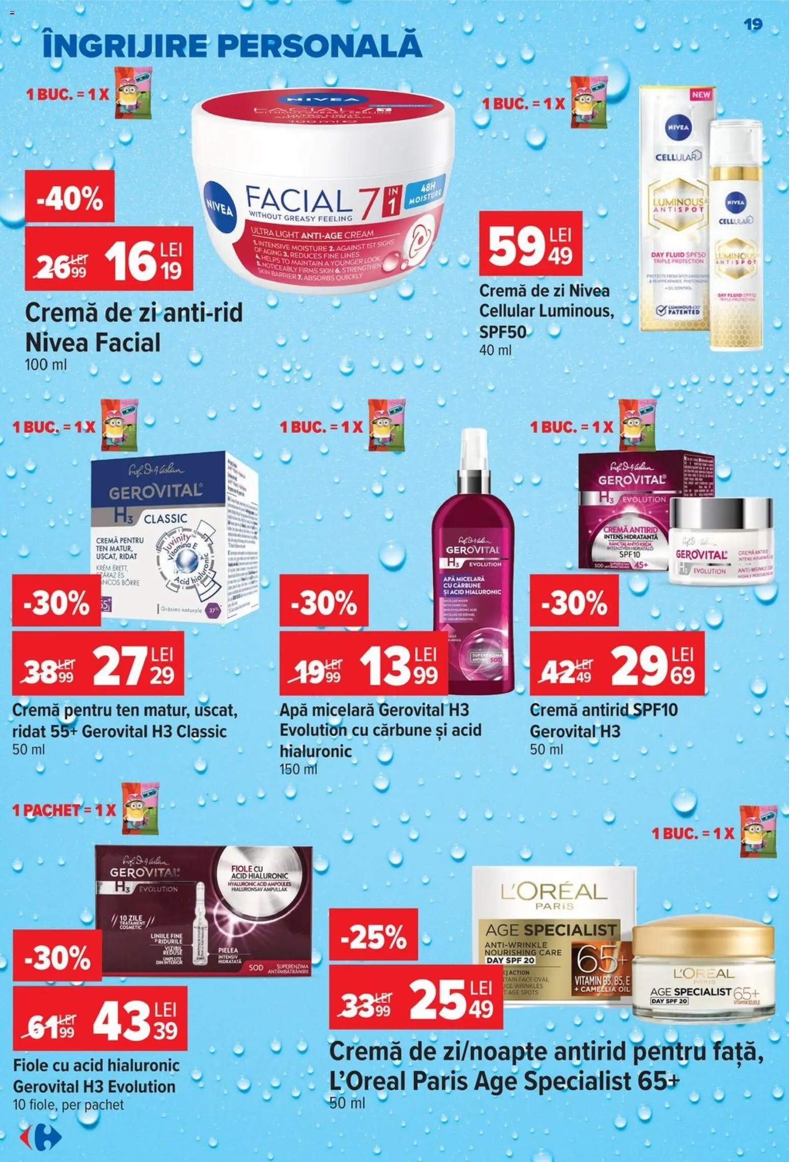Noul catalog Carrefour – valabil de la 30.09.2026 | Pagină: 19 | Produse: Nivea, Intensiv, Cremă, Apă micelară