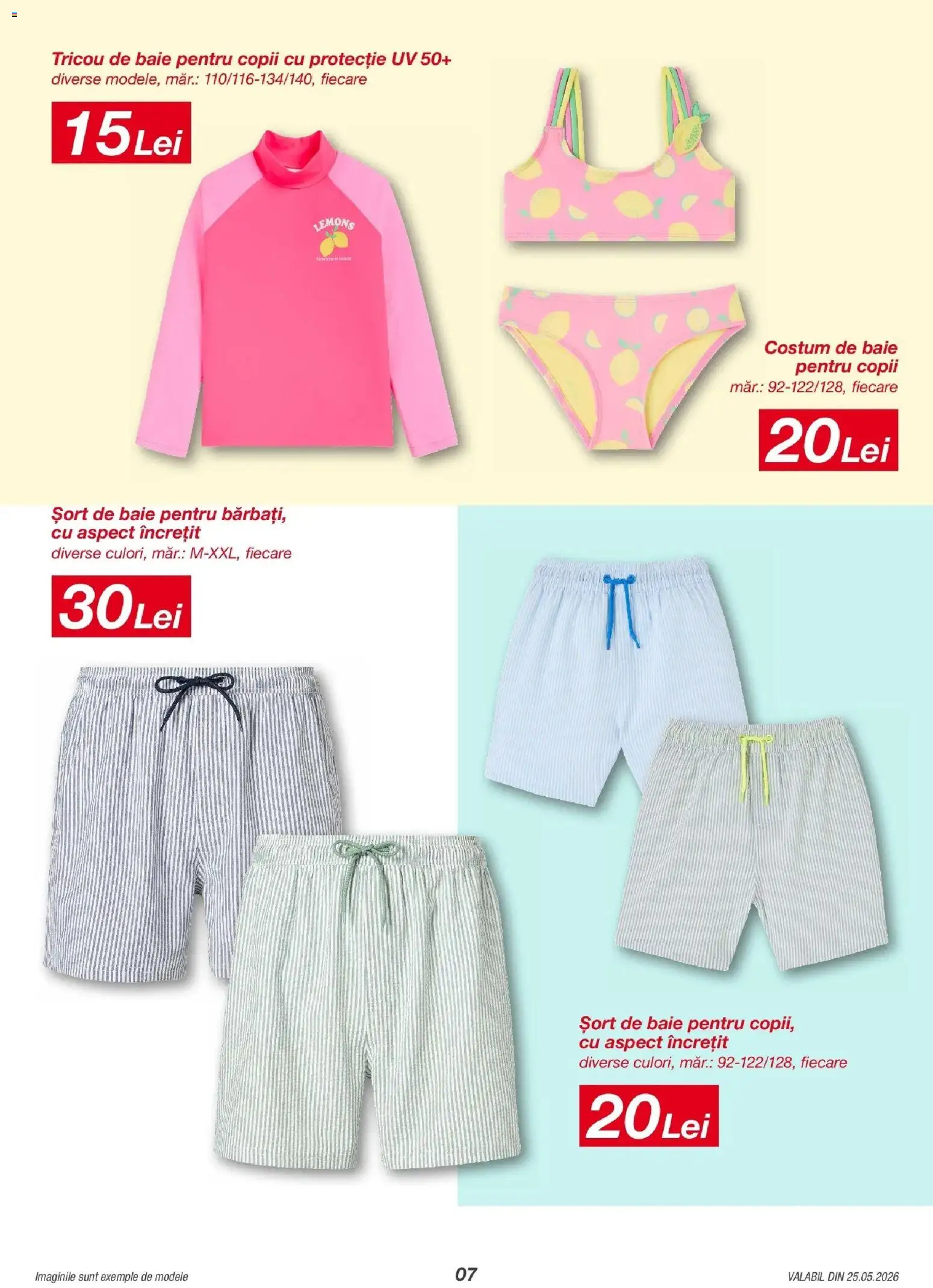 Noul catalog Kik – valabil de la 25.05.2026 | Pagină: 7 | Produse: Șort de baie, Tricou, Costum de baie, Costum
