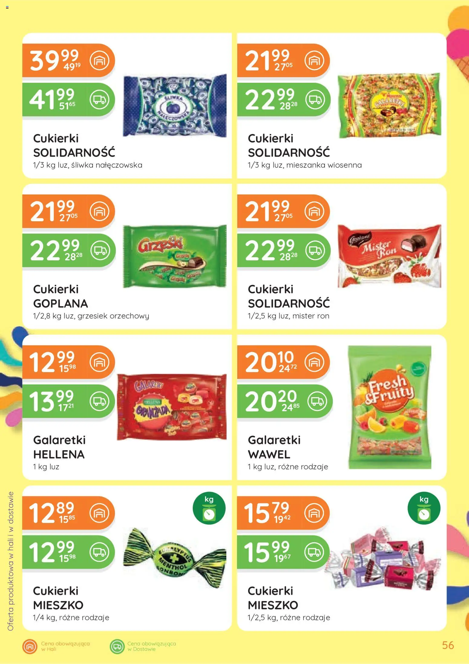 Eurocash gazetka od 25.06.2026 | Strona: 56 | Produkty: Galaretki, Mieszanka wiosenna, Śliwka nałęczowska, Cukierki